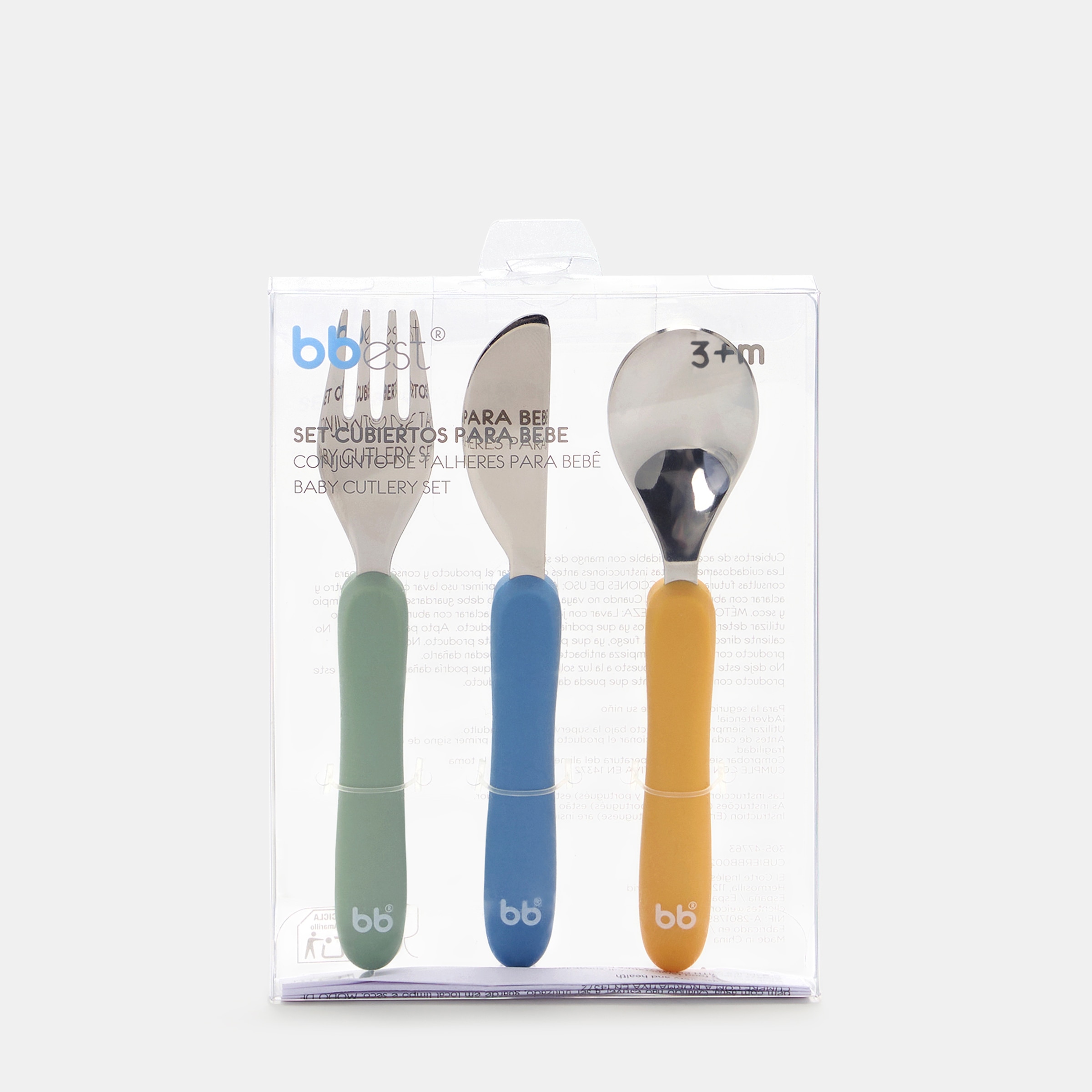 Conjunto de talheres infantis em aço inoxidável e silicone da Bbest Multicolor-3