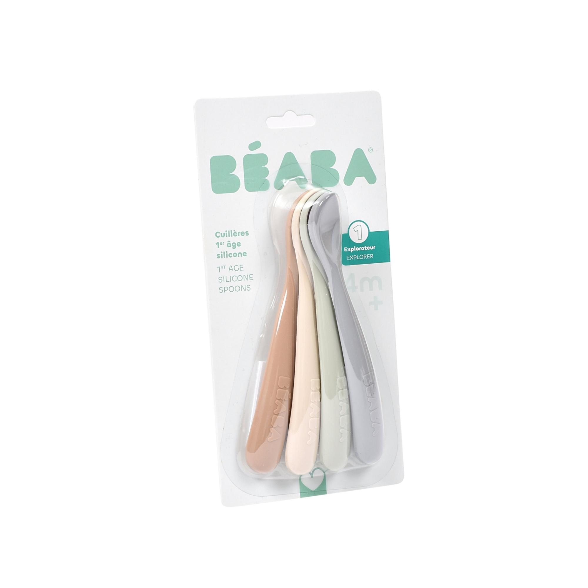 Colheres de Silicone Beaba 4un Castanho-claro-2