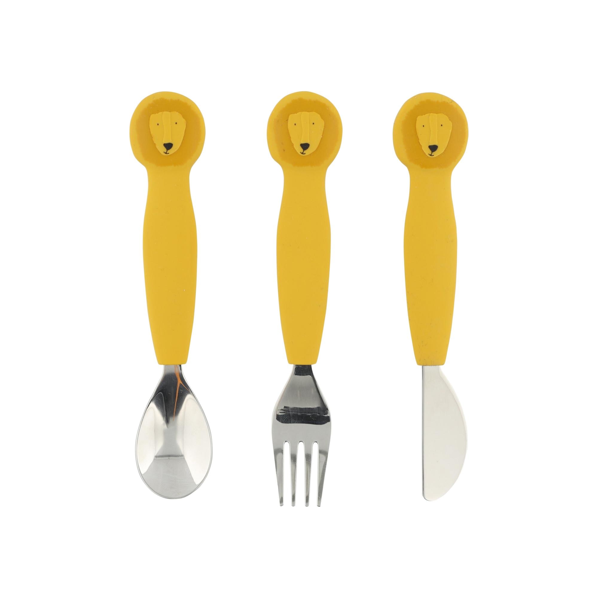Trixie - Set cubiertos 3 piezas Trixie acero inox mango silicona.