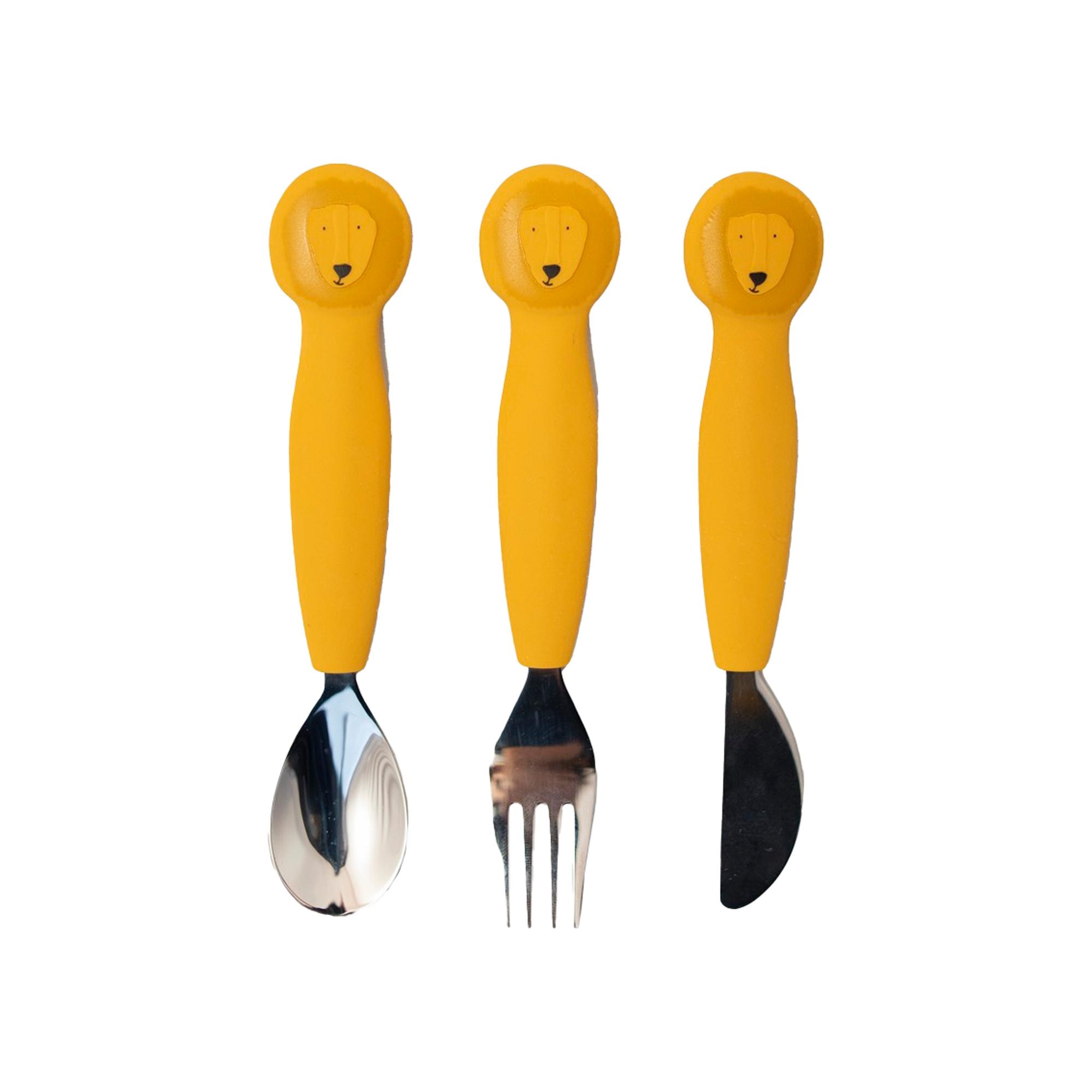 Imagen 2 de Set cubiertos 3 piezas Trixie acero inox mango silicona - Ámbar Ámbar