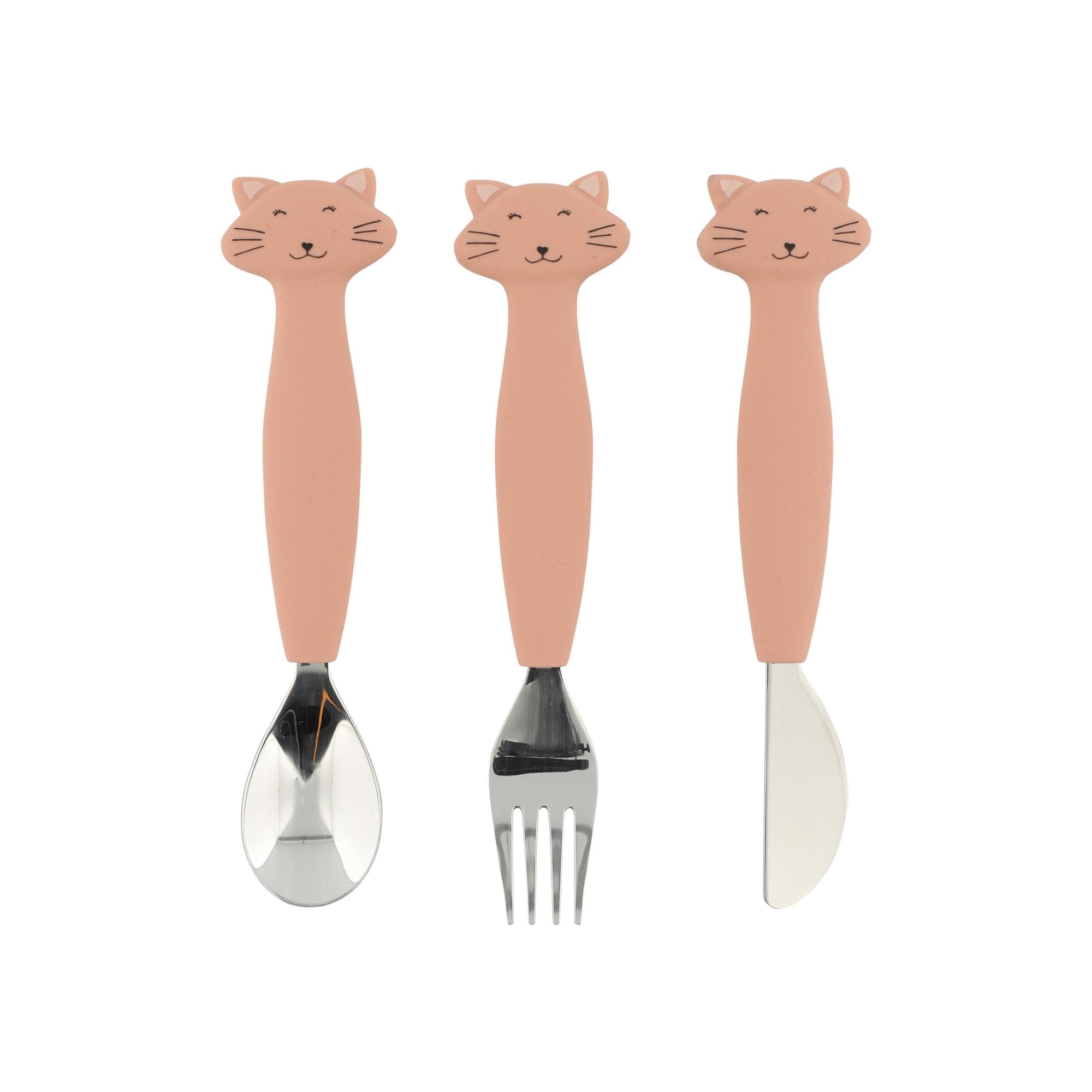 Trixie - Set cubiertos 3 piezas Trixie acero inox mango silicona.