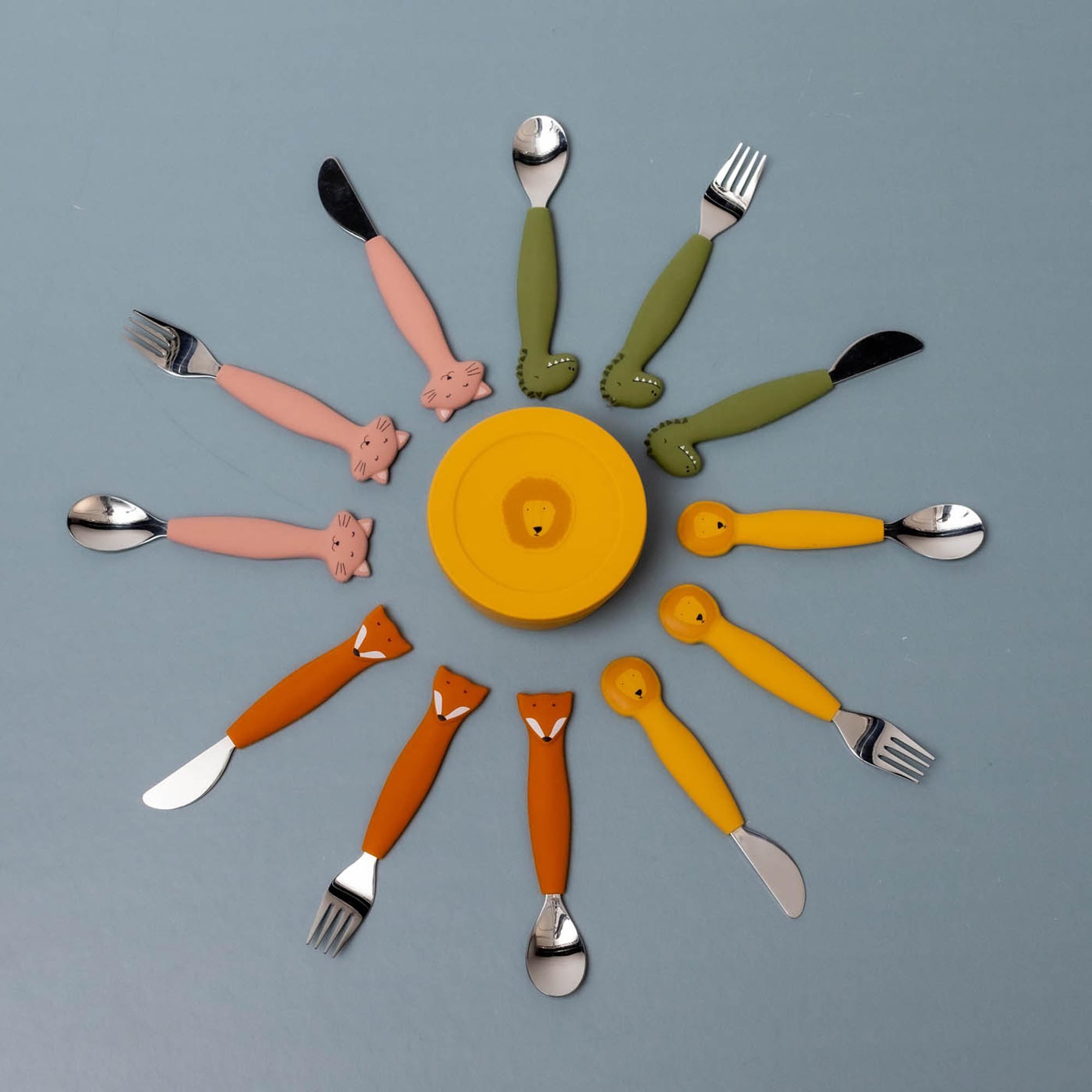 Imagen 4 de Set cubiertos 3 piezas Trixie acero inox mango silicona - Rosa claro Rosa claro