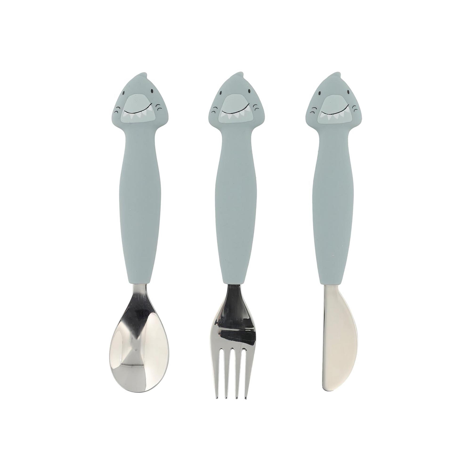 Trixie - Set cubiertos 3 piezas Trixie acero inox mango silicona.