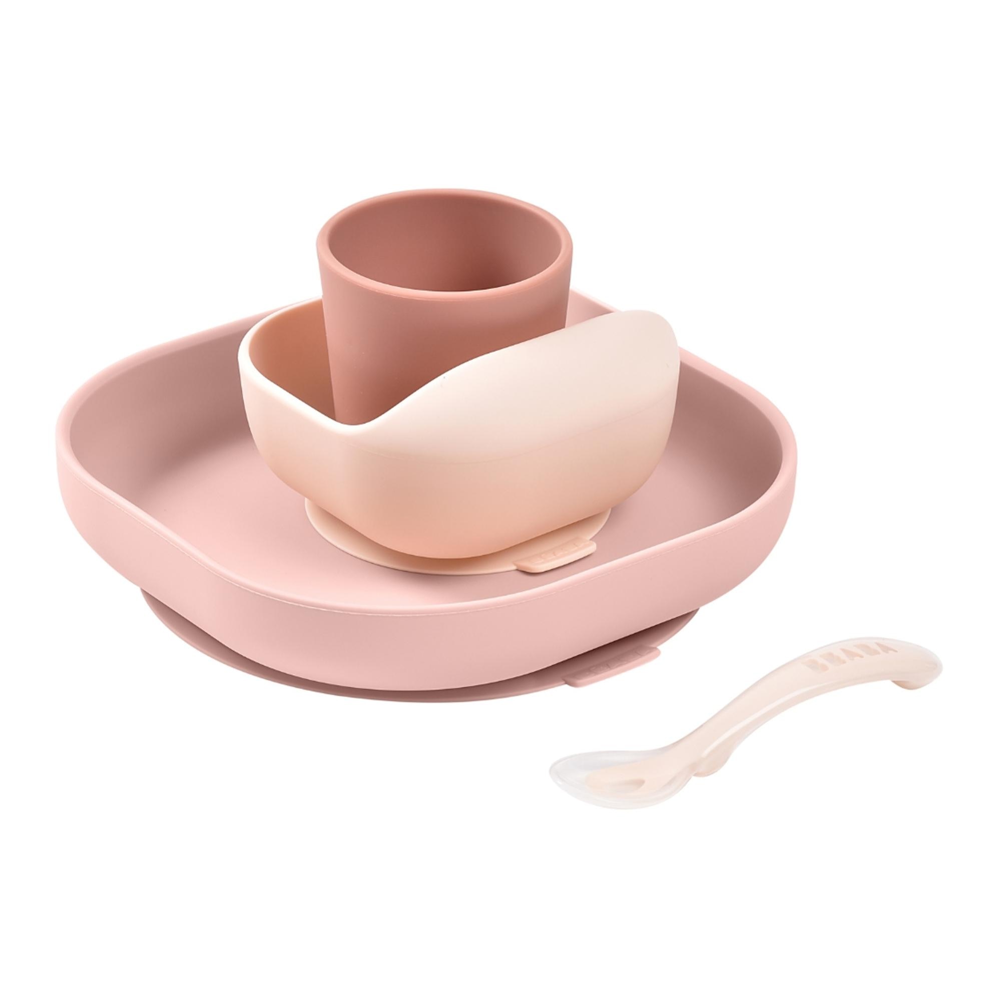 Loiça de 4 Peças em Silicone Rosa-1
