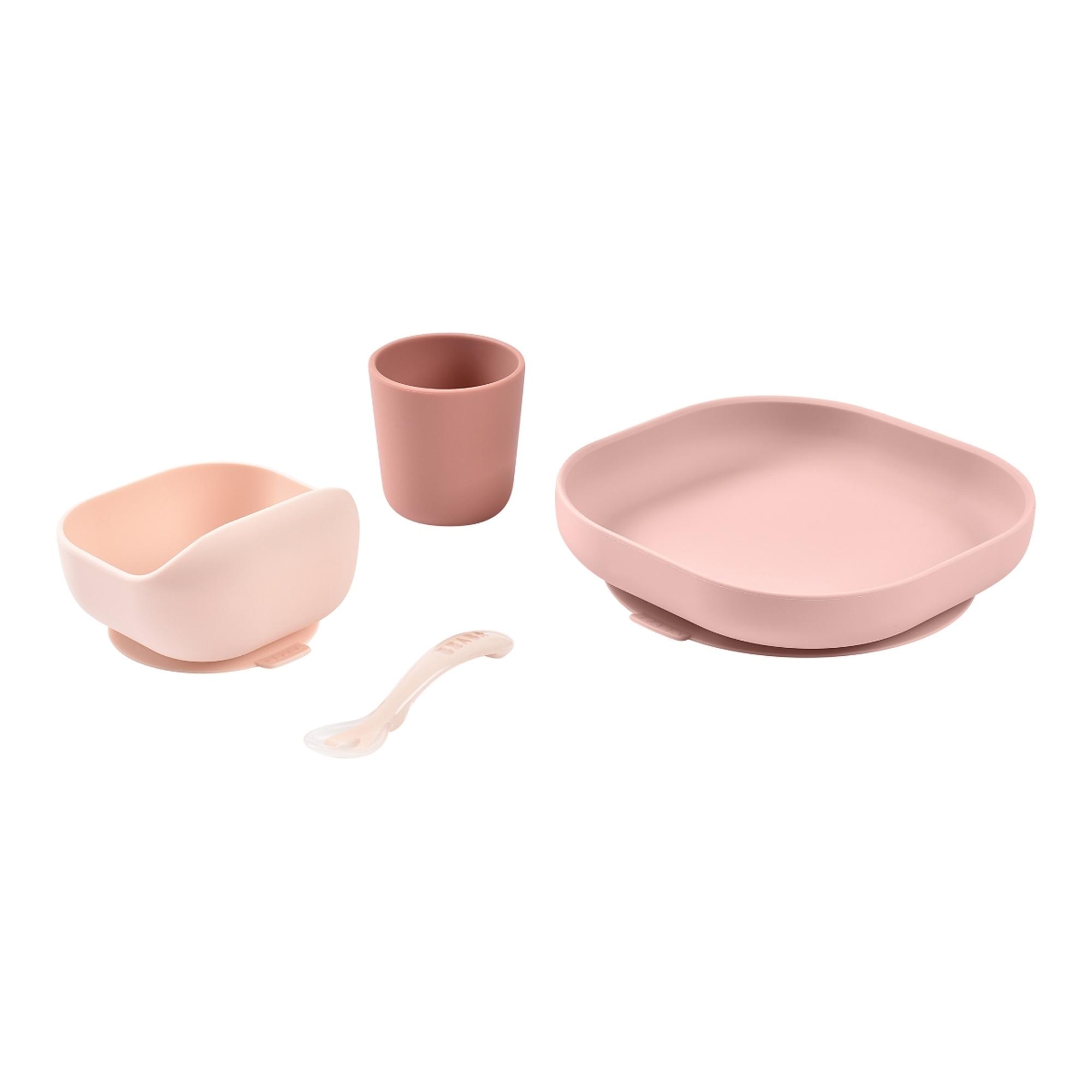 Loiça de 4 Peças em Silicone Rosa-2