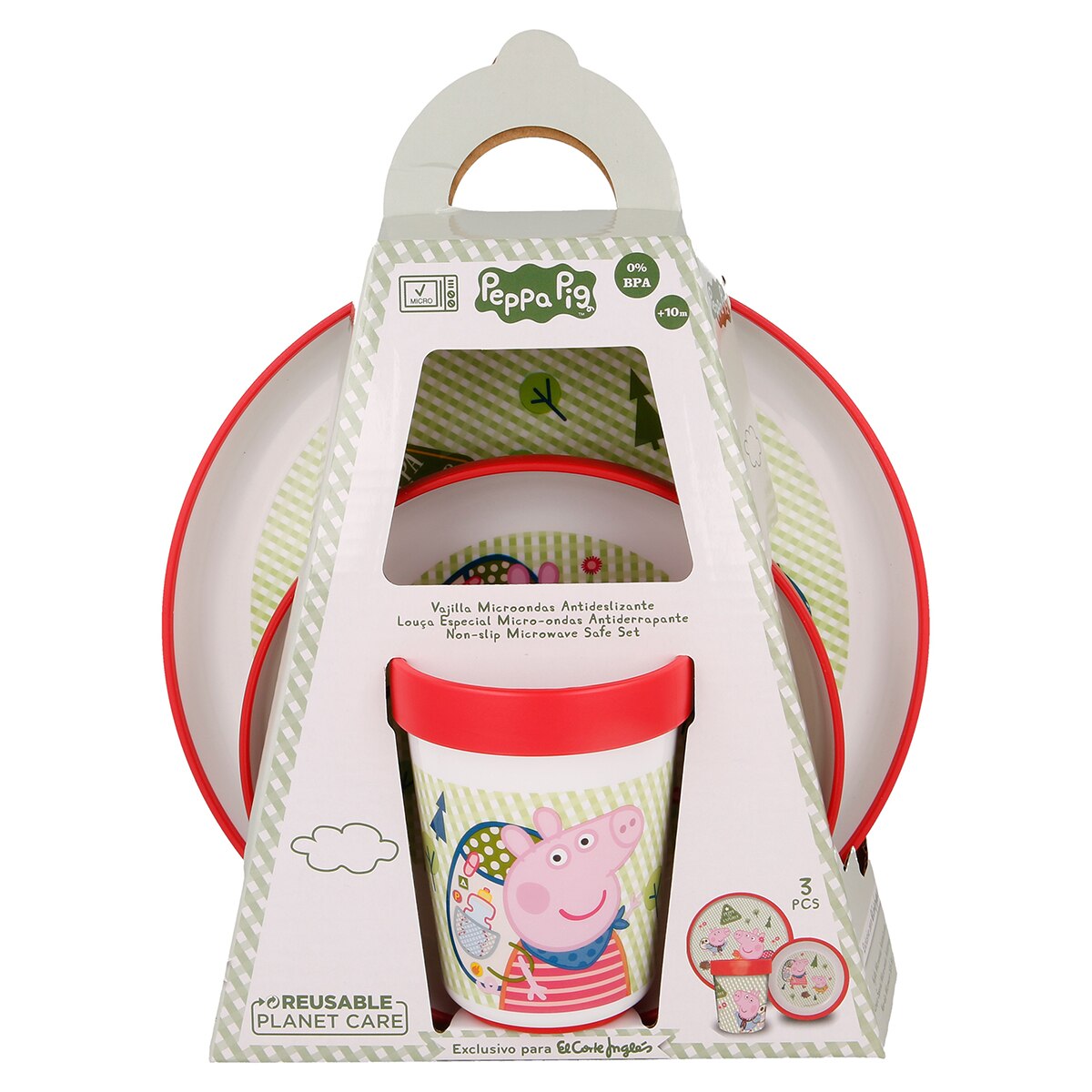 Vajilla 3 piezas Peppa Pig verde - Rojo Rojo-2