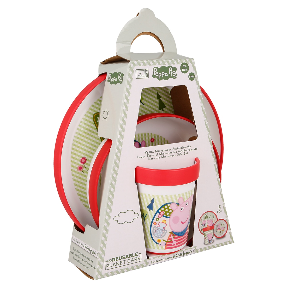 Vajilla 3 piezas Peppa Pig verde - Rojo Rojo-3