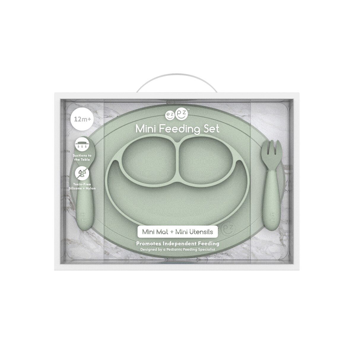 Vajilla 3 piezas EZPZ Mini Mat (12M+) - Gris verdoso Gris verdoso-5