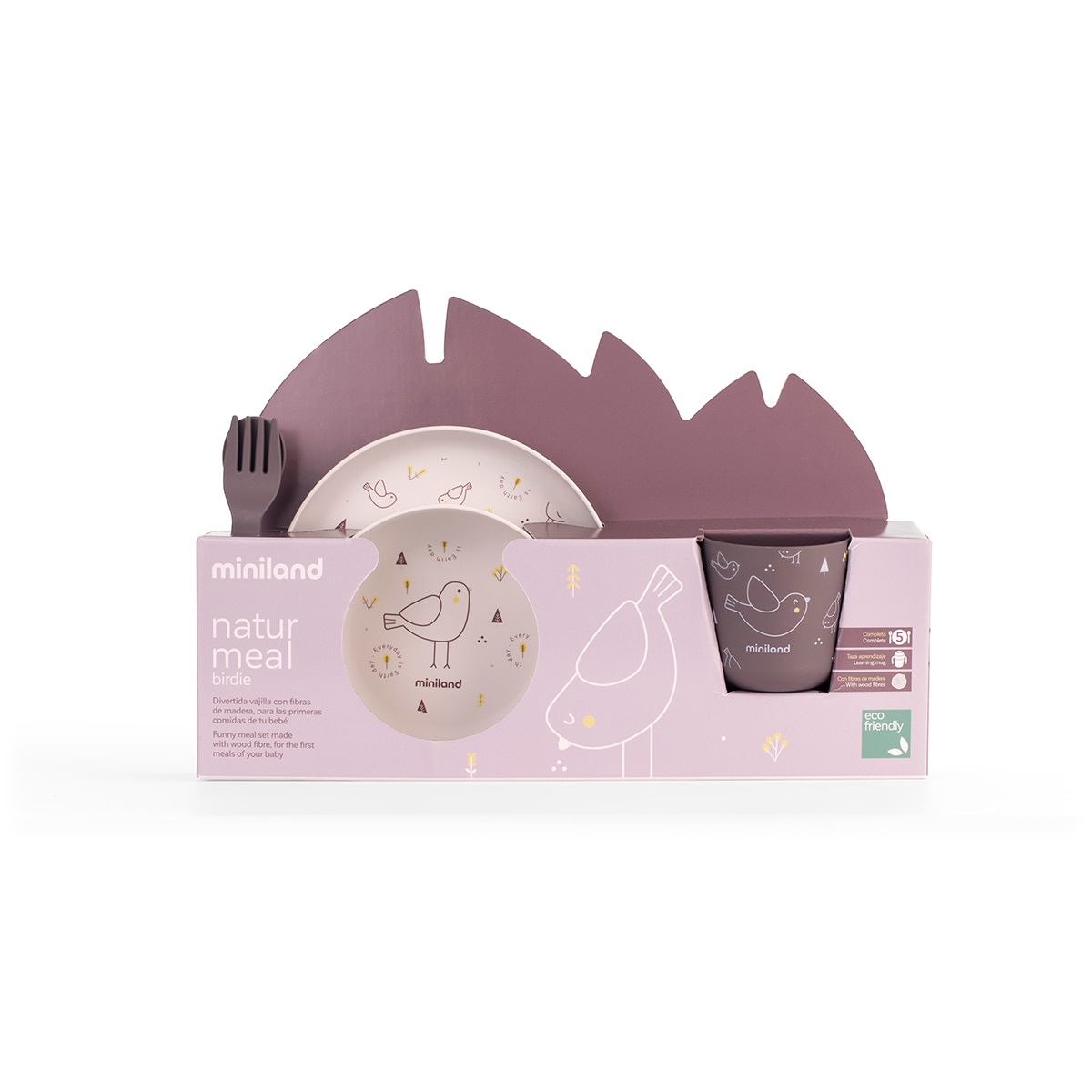 Vajilla 4 piezas ECO Miniland naturmeal - Morado Morado-2