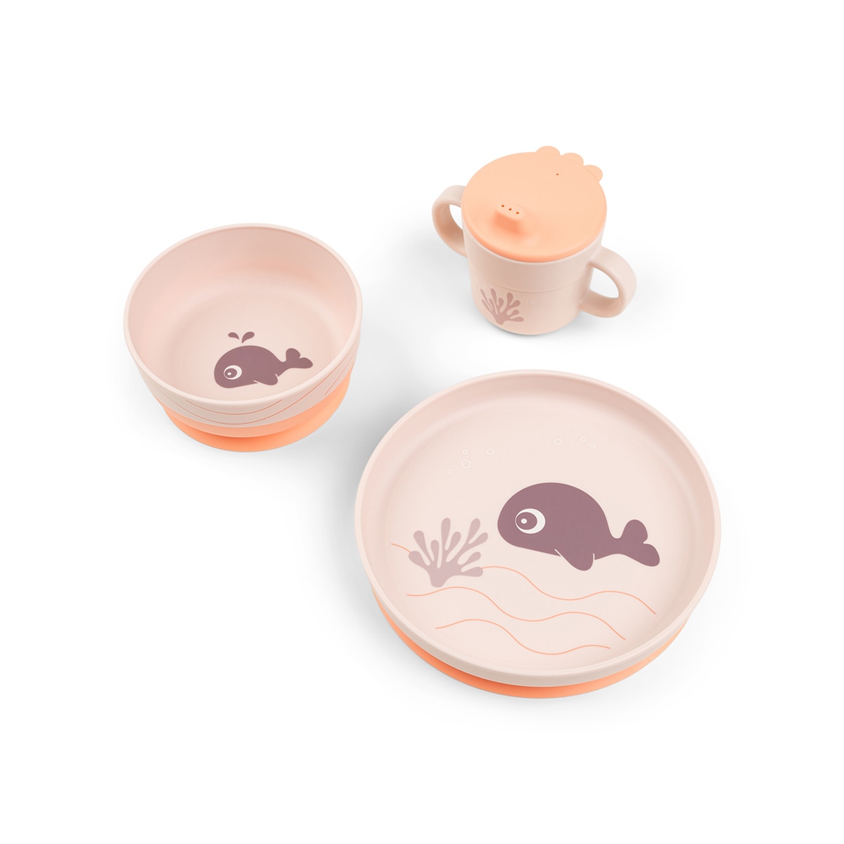 Set de vajilla Done by Deer con plato, bowl ventosa y taza de aprendizaje - Rosa pastel Rosa pastel-1
