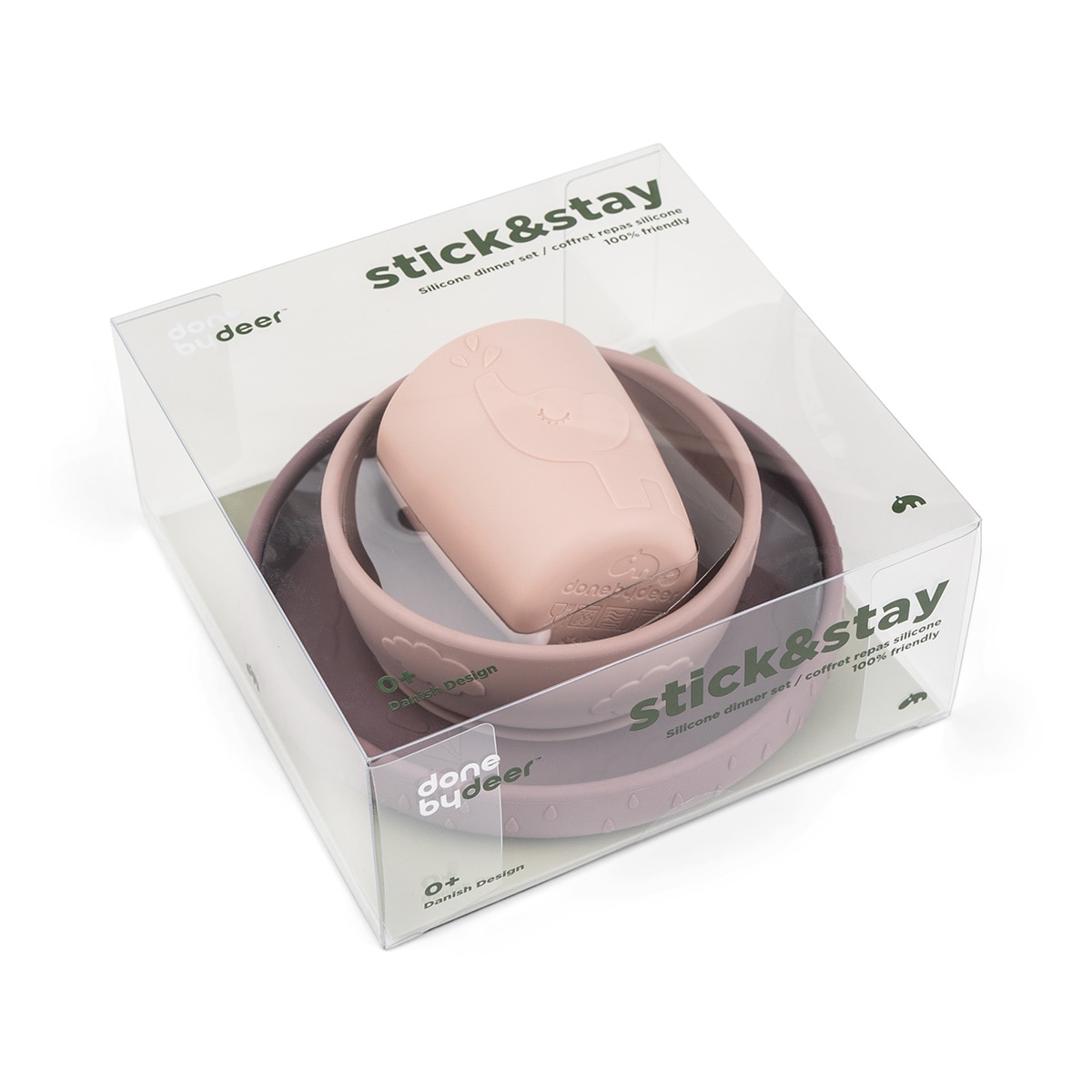 Loiça de 3 Peças de Silicone Antiderrapante Stick&Stay Rosa-7