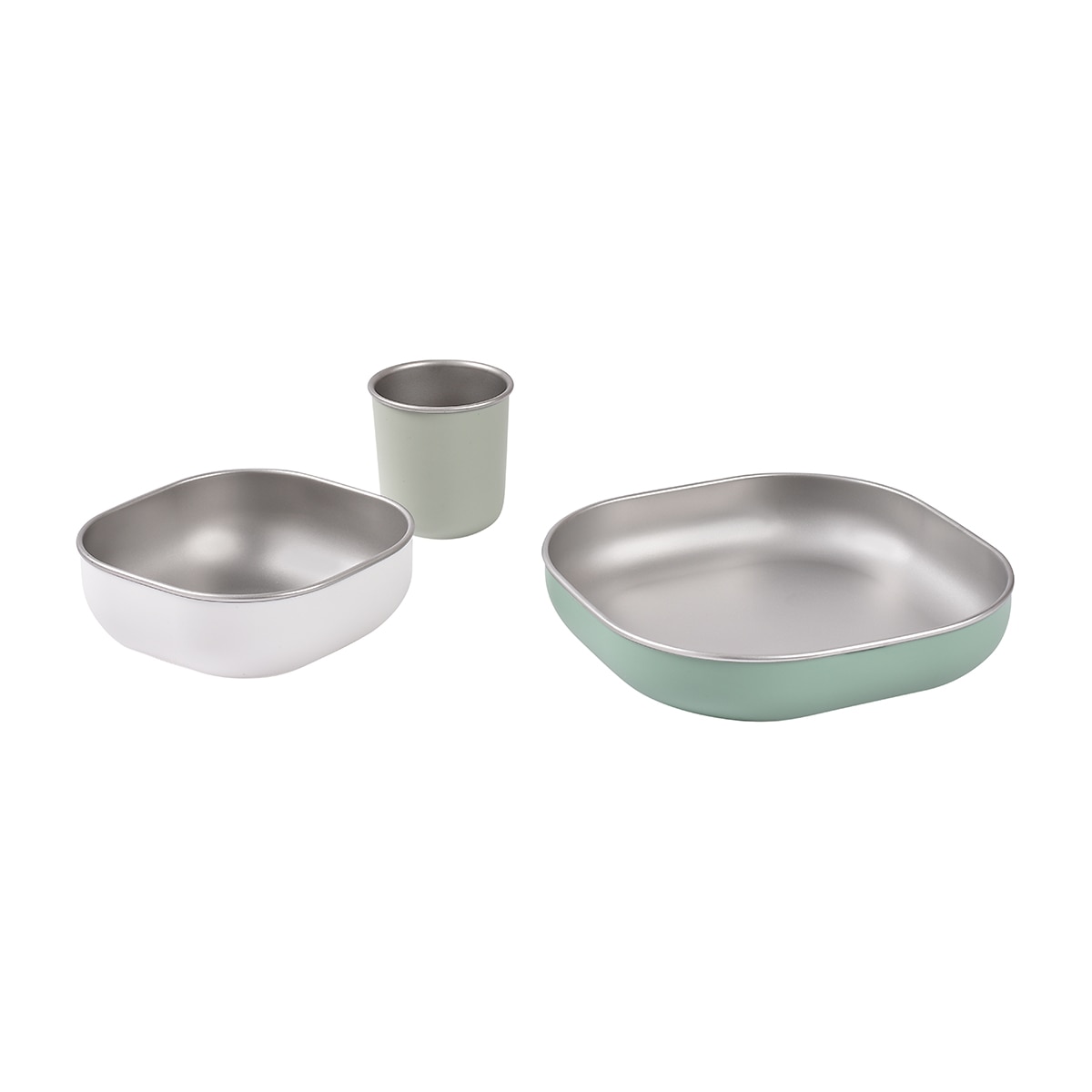 Vajilla 3 piezas Béaba de inox y silicona apta microondas - Verde anticuario Verde anticuario-2