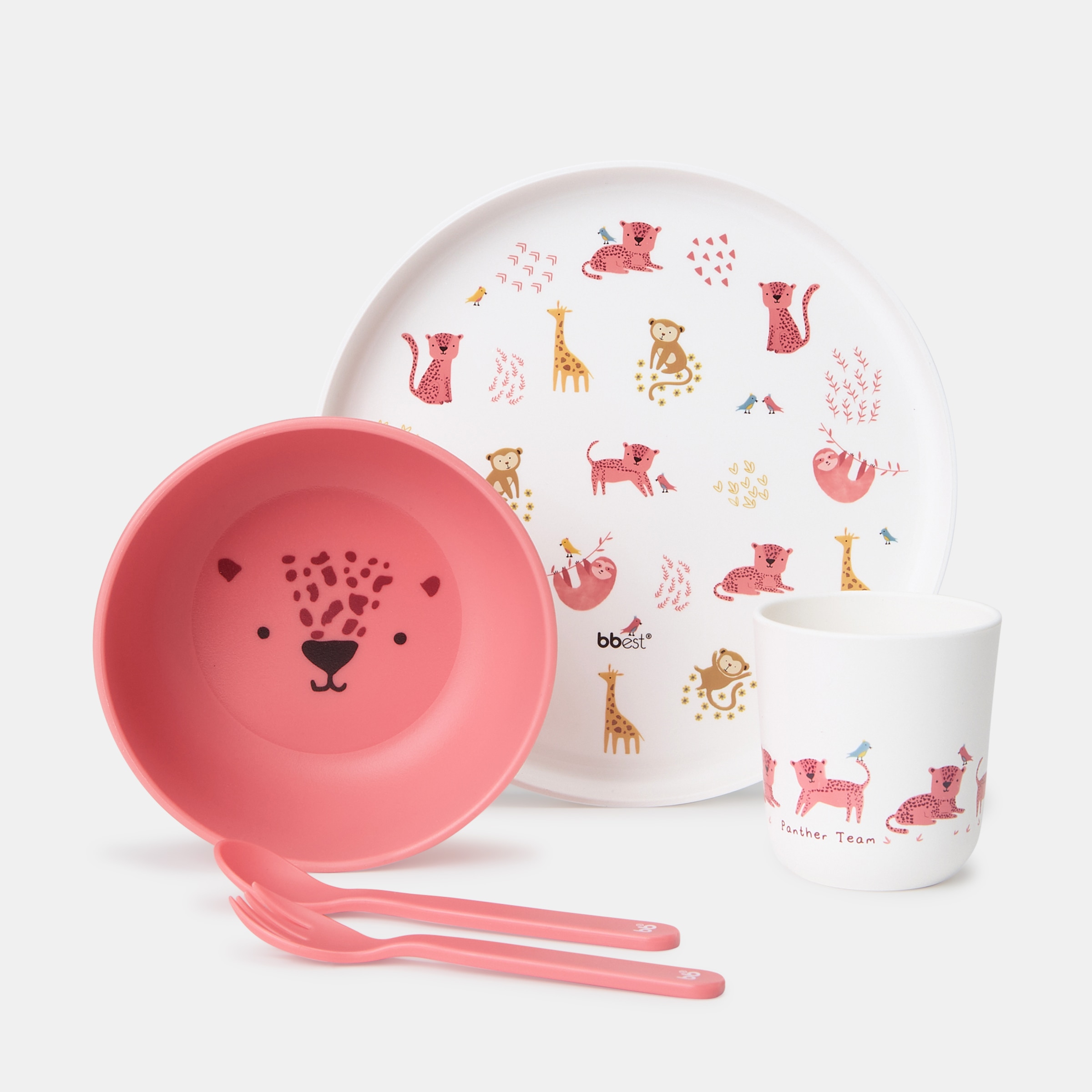 Loiça de 5 Peças Leoparda Rosa-1
