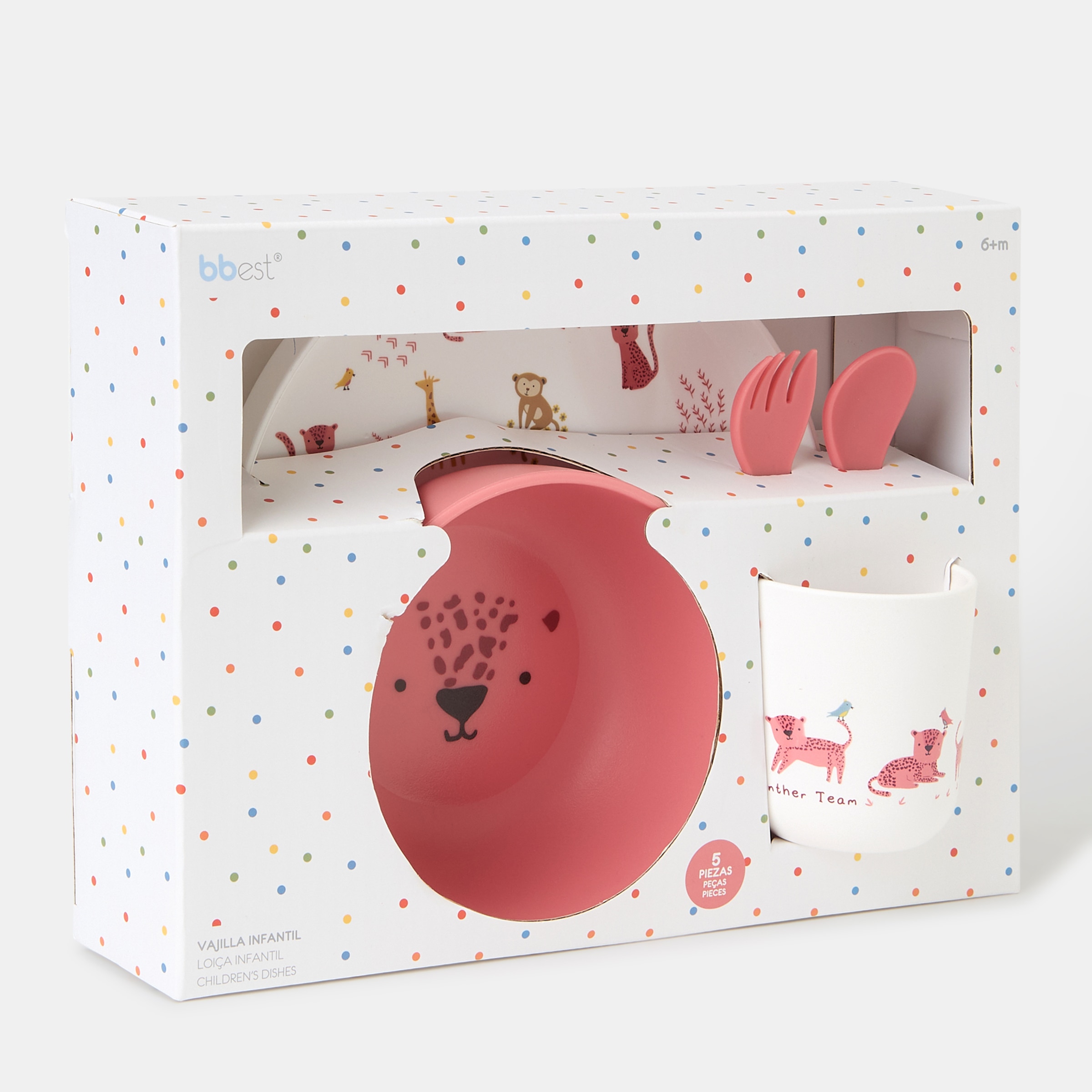 Loiça de 5 Peças Leoparda Rosa-3