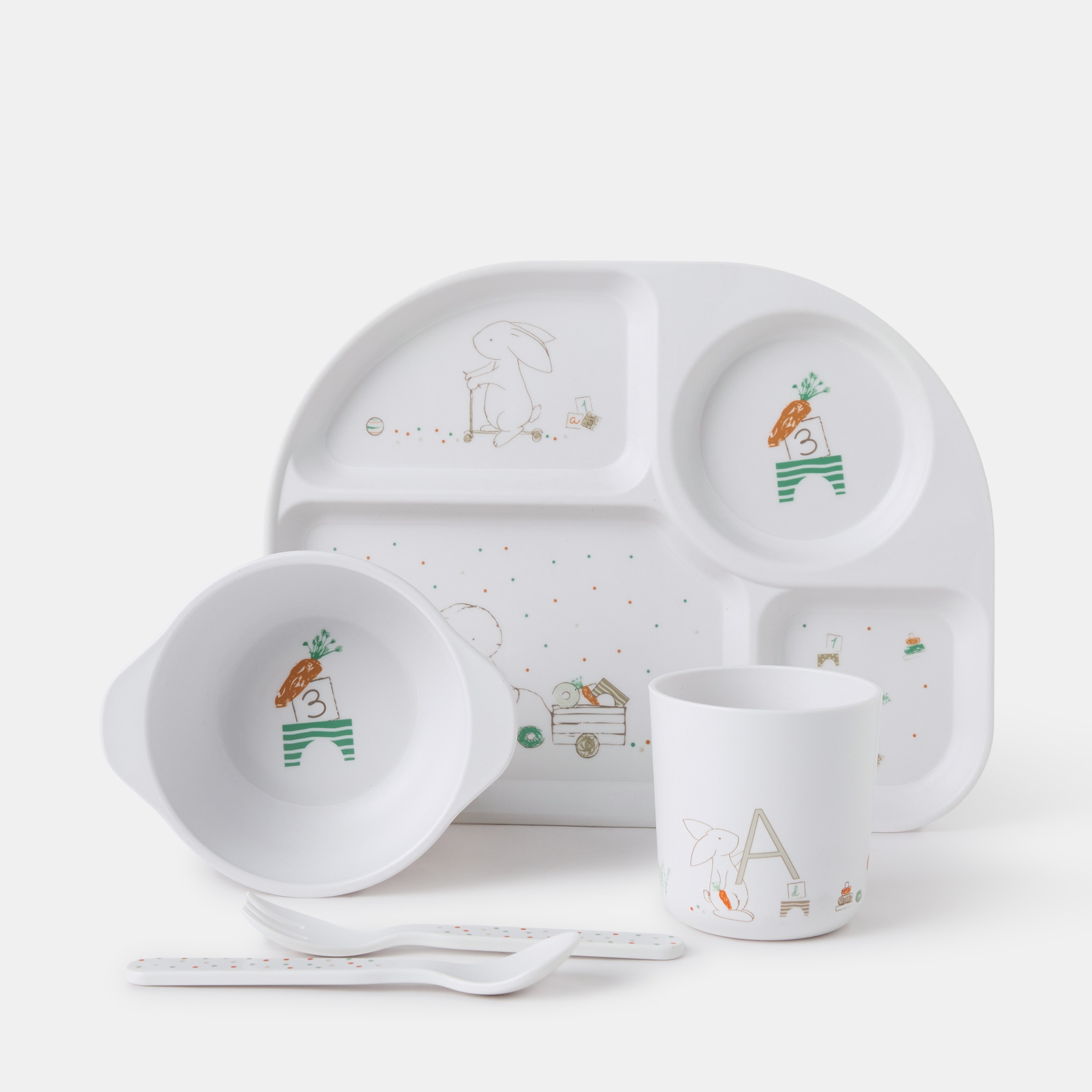 Imagem 0 de Conjunto de Refeição com Bandeja 5 Peças Cotton Juice Baby Home Coelho - Coleção Sésamo