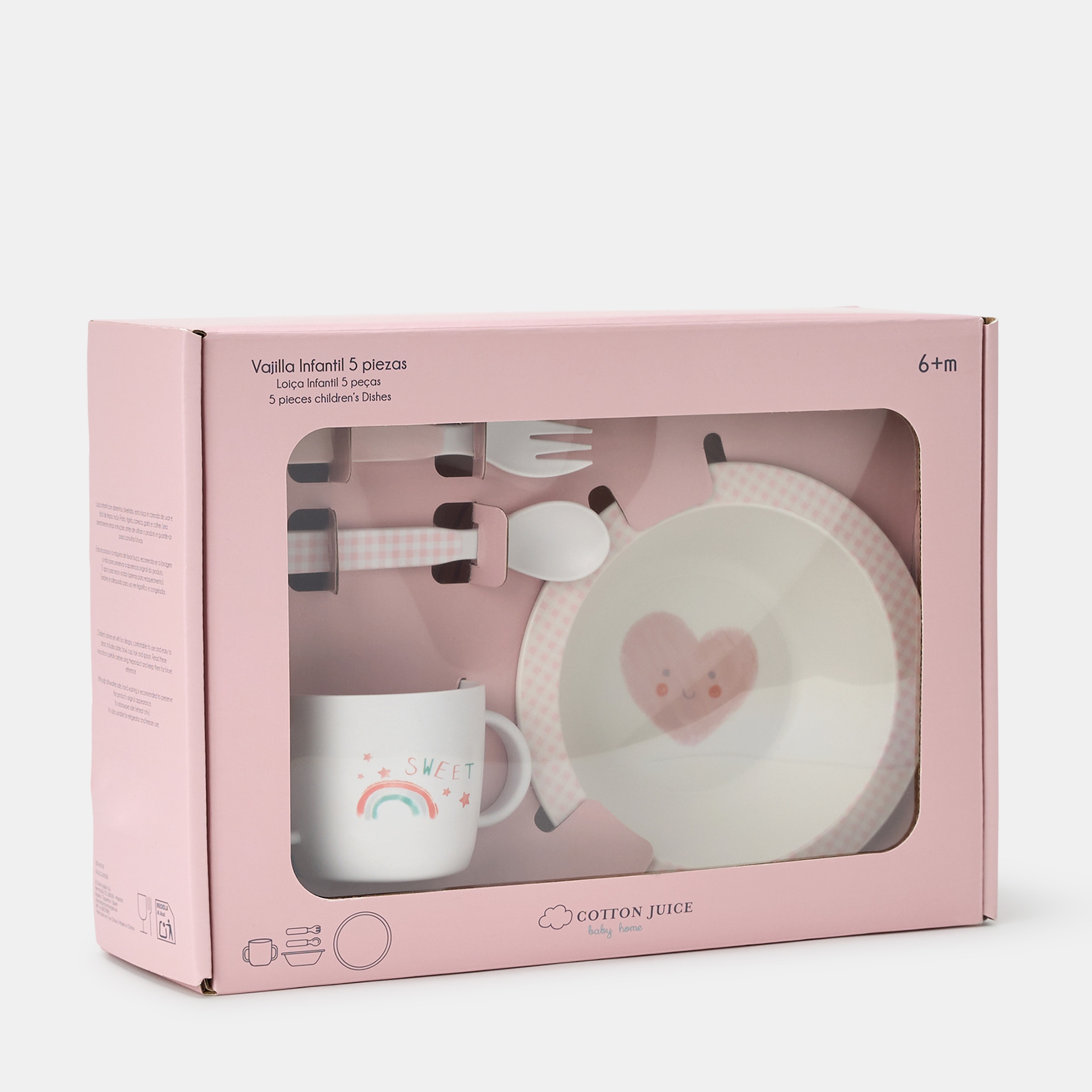 Conjunto de 5 peças Cotton Juice Baby Home Coração - coleção Abecedário Rosa-claro-3