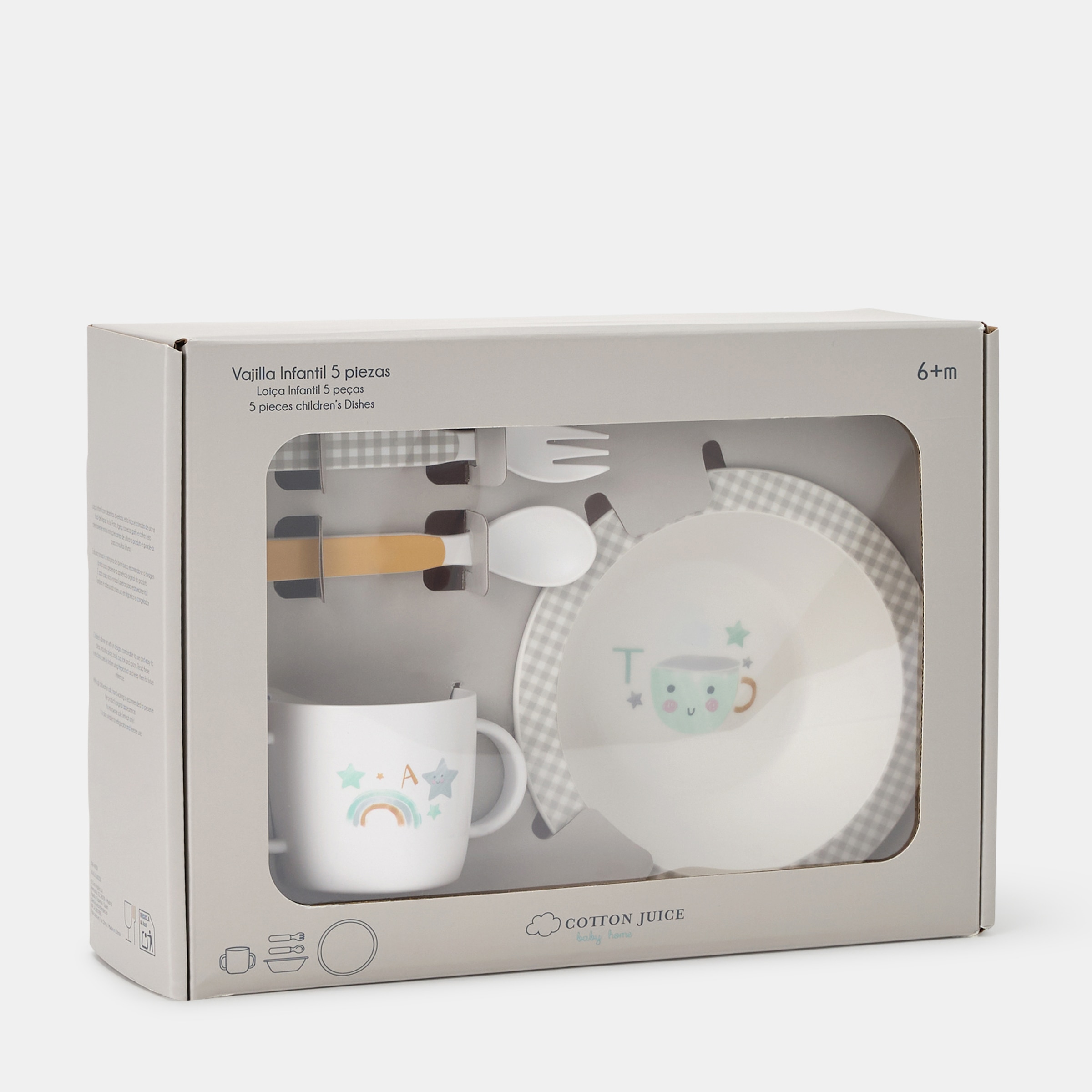 Conjunto de 5 peças Cotton Juice Baby Home Letras - coleção Abecedário Cinzento-claro-3