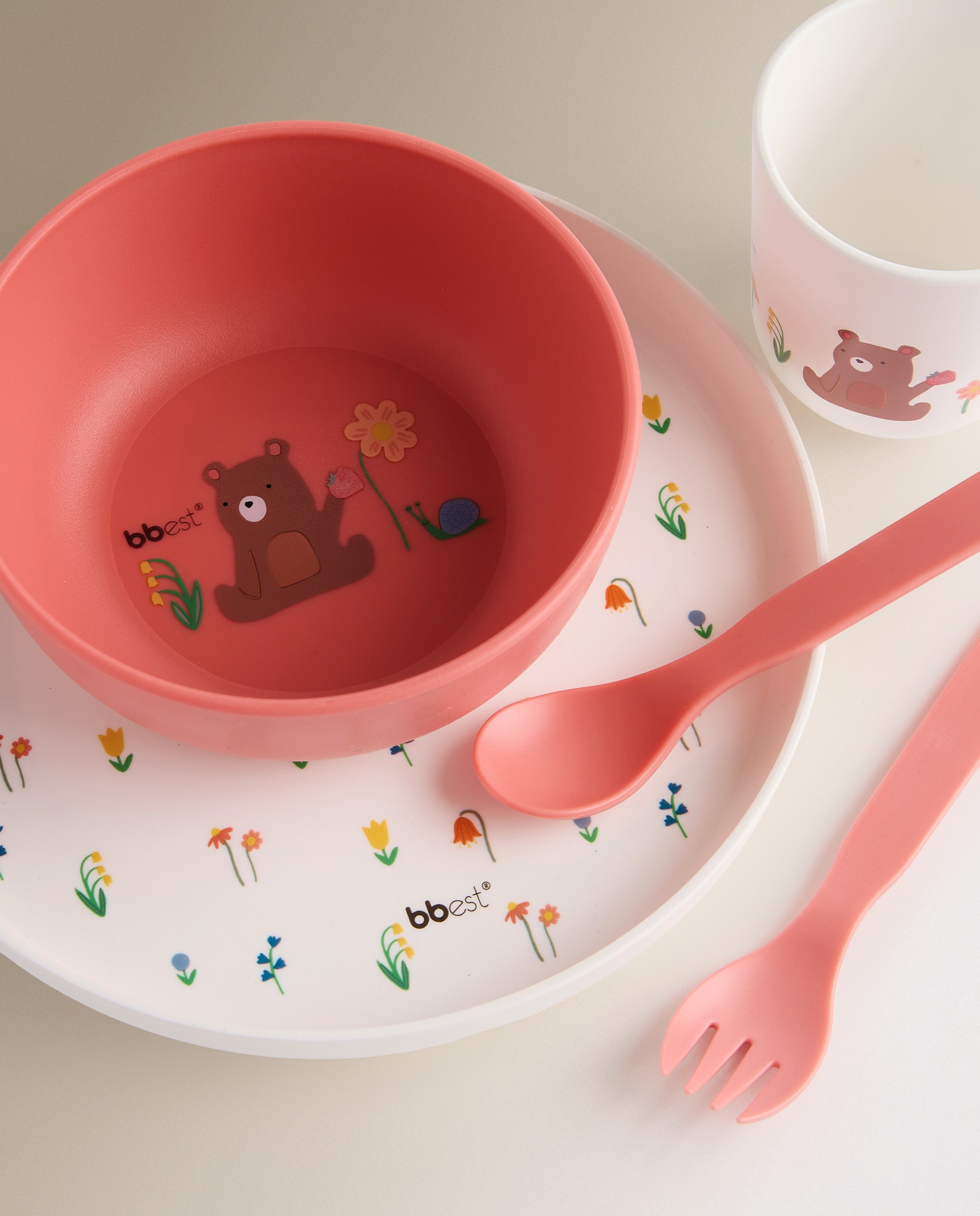Conjunto de louça de 5 peças Bbest Flor - coleção Little Bugs Rosa-2