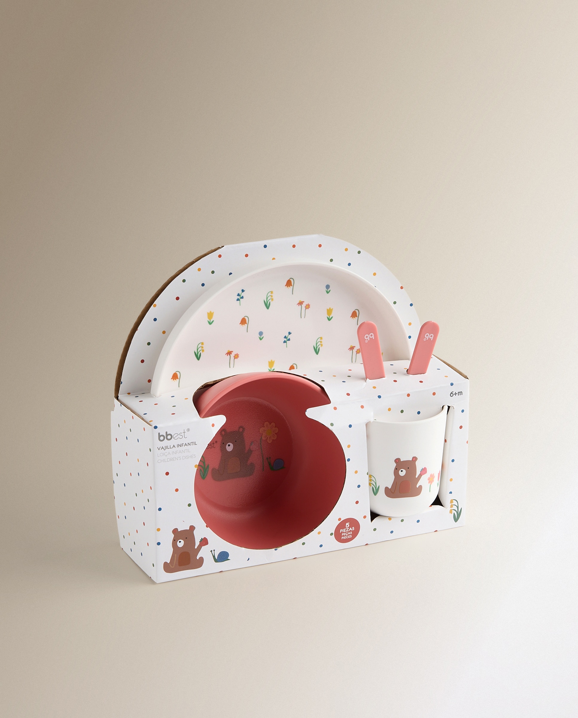 Conjunto de louça de 5 peças Bbest Flor - coleção Little Bugs Rosa-3