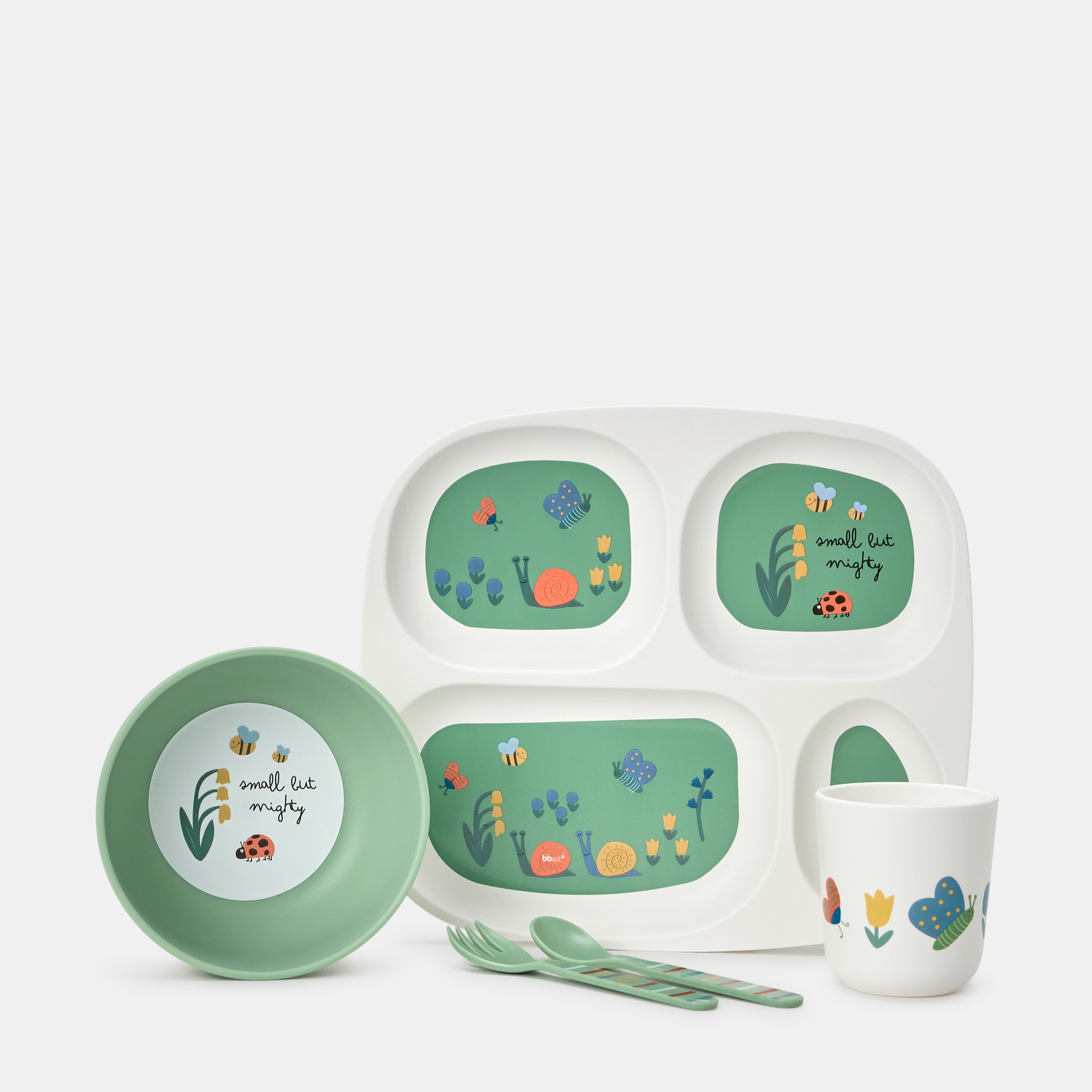 Imagem 0 de Conjunto de Refeição com Bandeja 5 Peças Bbest Abelhas - Coleção Little Bugs