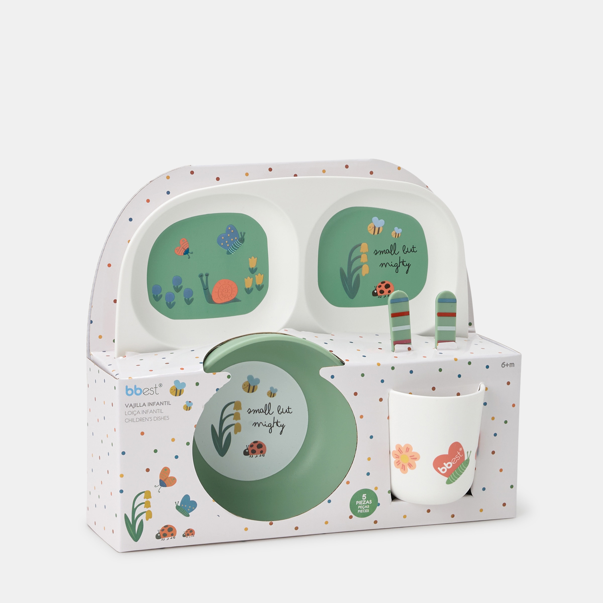Conjunto de Refeição com Bandeja 5 Peças Bbest Abelhas - Coleção Little Bugs Verde Primavera-3