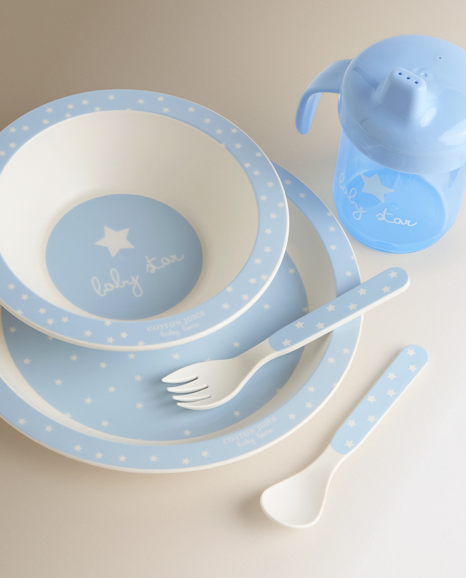Vajilla 5 piezas Cotton Juice Baby Home Estrellas - Azul claro Azul claro-2