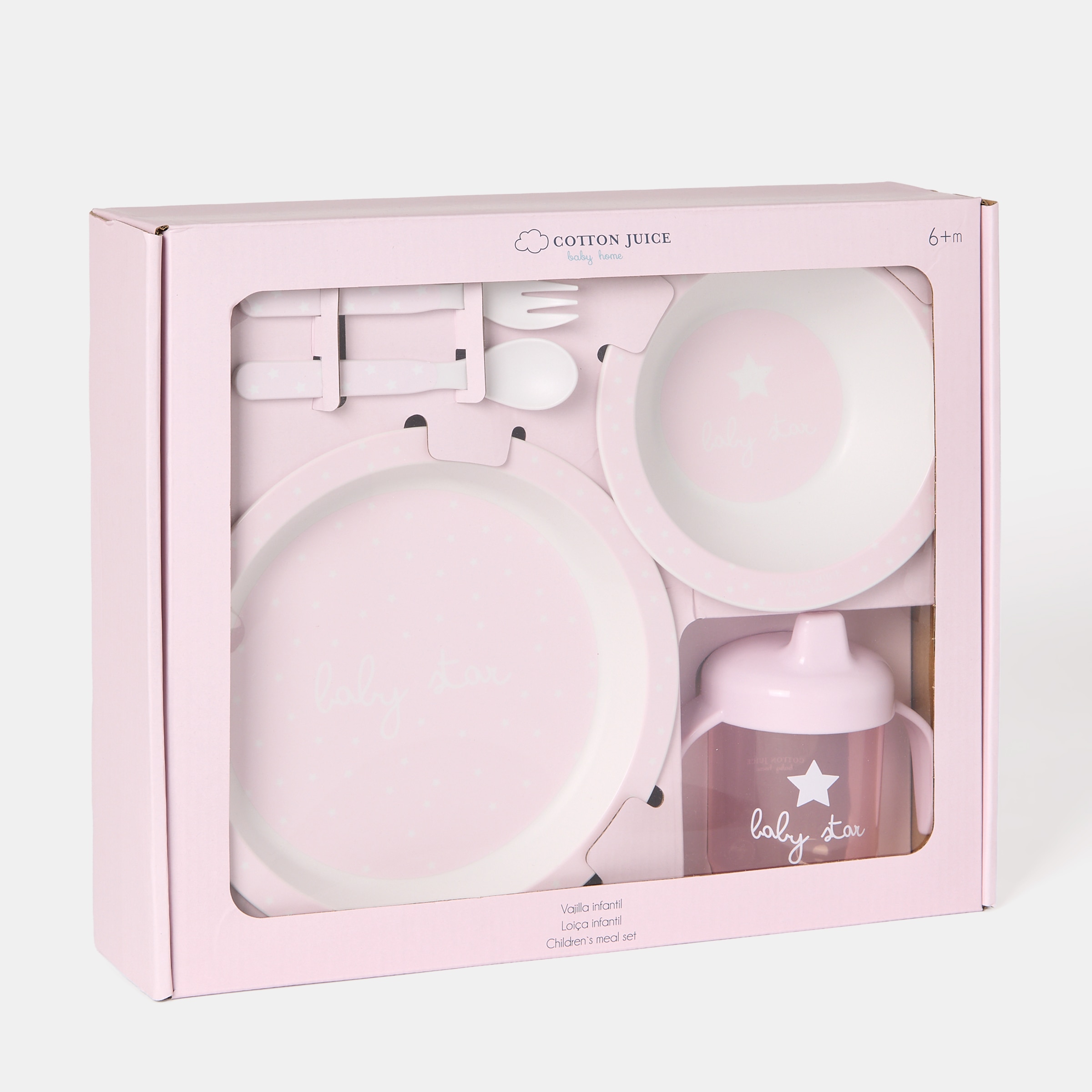 Conjunto de louça de 5 peças Cotton Juice Baby Home Estrelas Rosa-claro-3