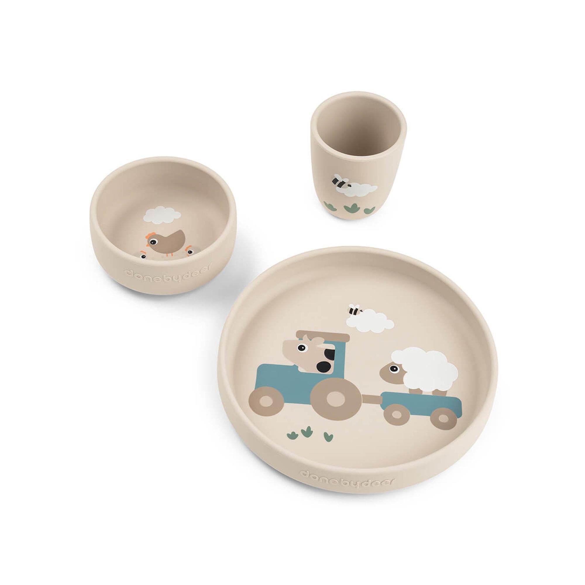 Imagem 0 de Set de Refeição Done by Deer Silicone com Prato e Tigela com Ventosa