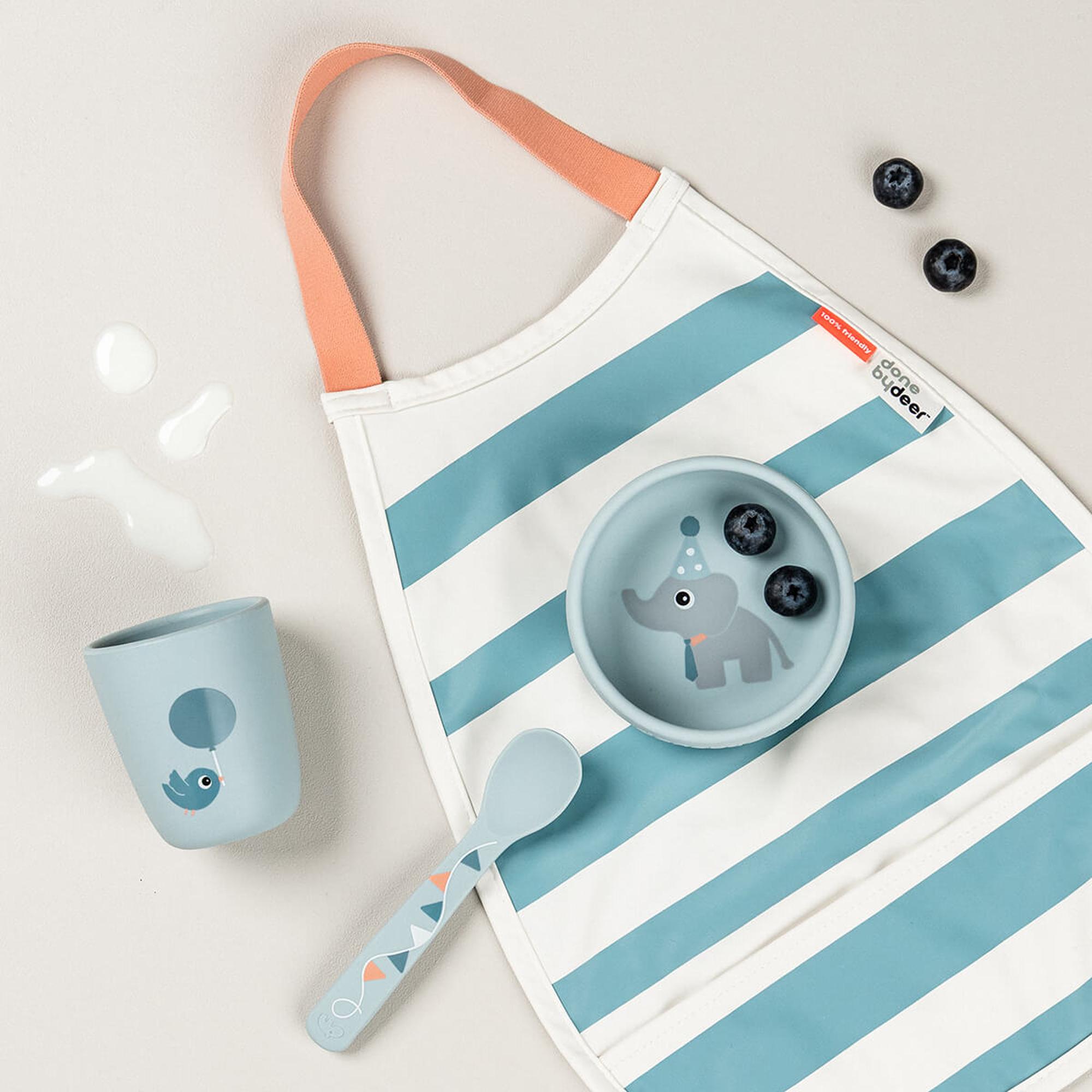 Conjunto a Minha Primeira Loiça de Silicone com Ventosa Celebration, 3 Peças Azul-claro-4