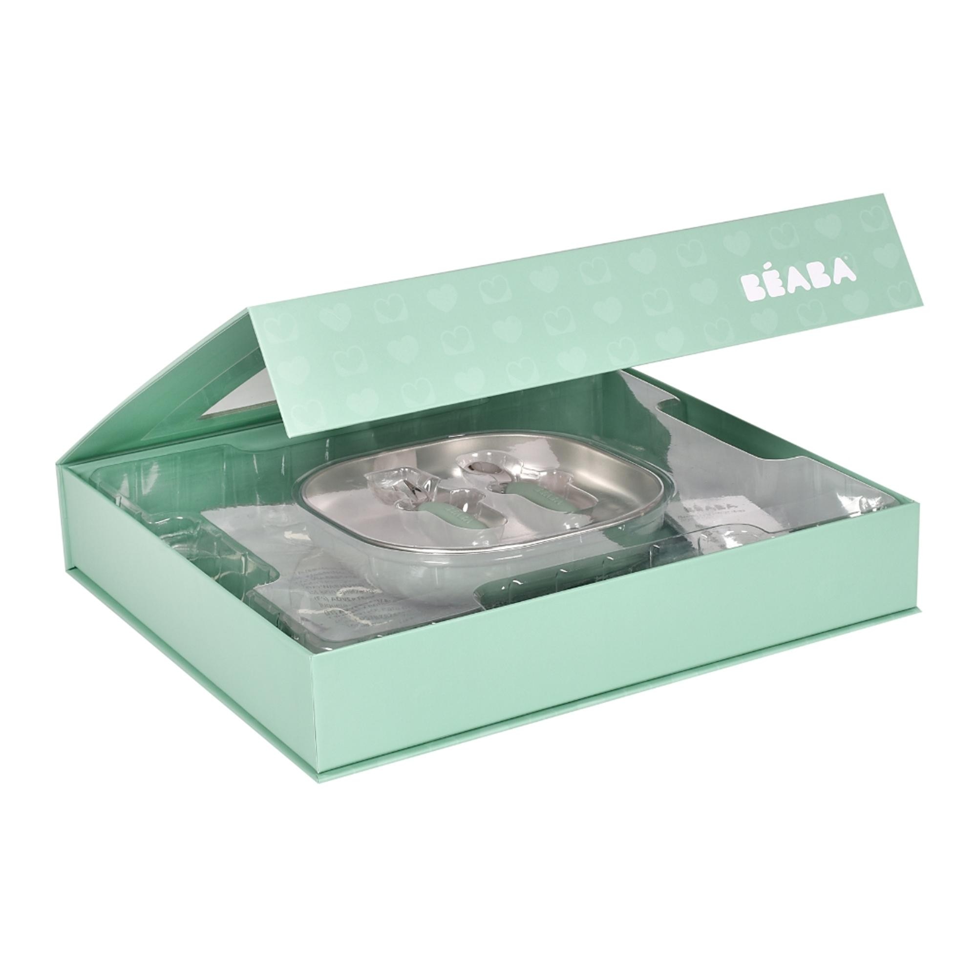 Loiça de 4 Peças em Aço Inoxidável e Silicone Verde Água-2
