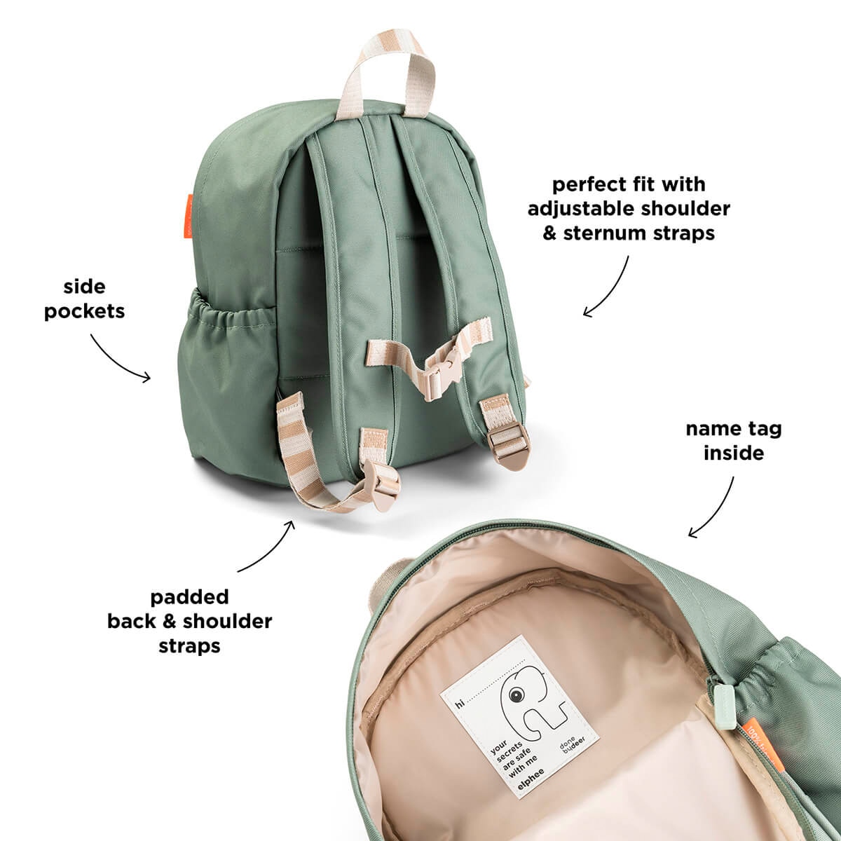 Mochila Infantil Impermeável Done by Deer Verde Água-3