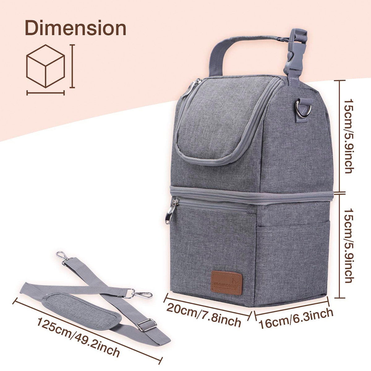 Bolsa isotérmica Momcozy Cinzentos-4