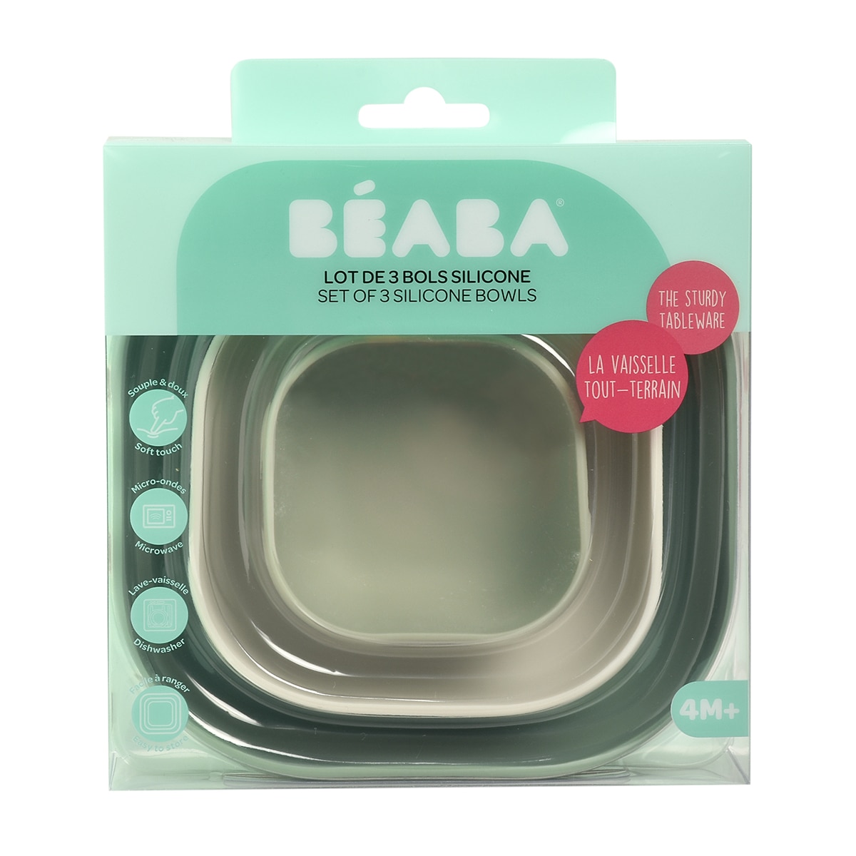 Conjunto de 3 Tigelas de Silicone Verde-claro-3