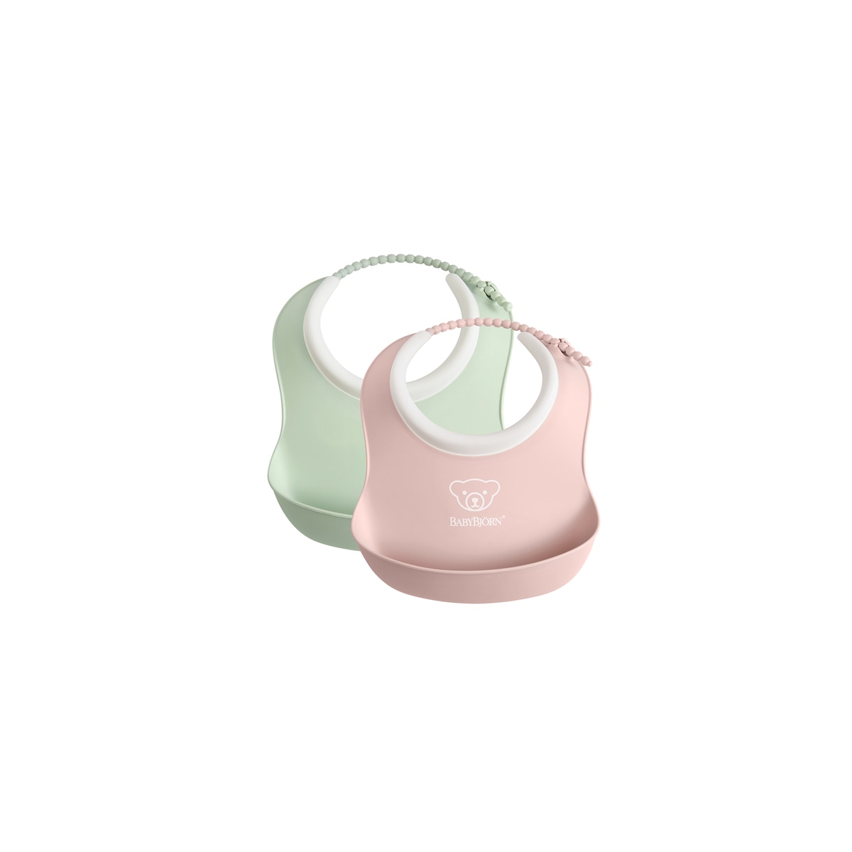 Pack de 2 Mini Babetes de Plástico com Gola Ajustável Rosa-pastel-1