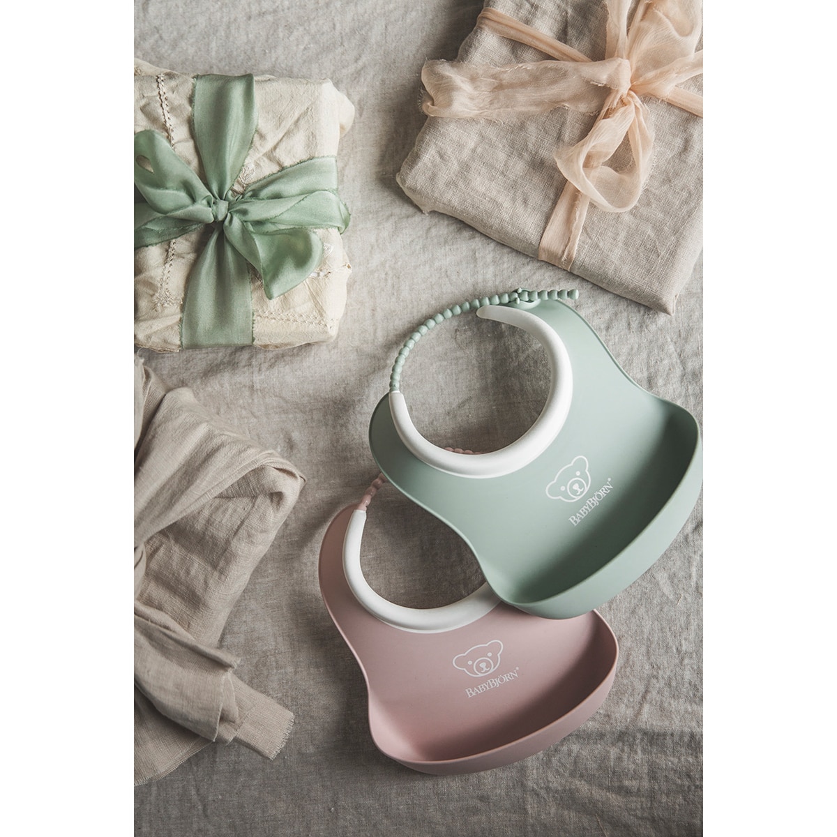 Pack de 2 Mini Babetes de Plástico com Gola Ajustável Rosa-pastel-2