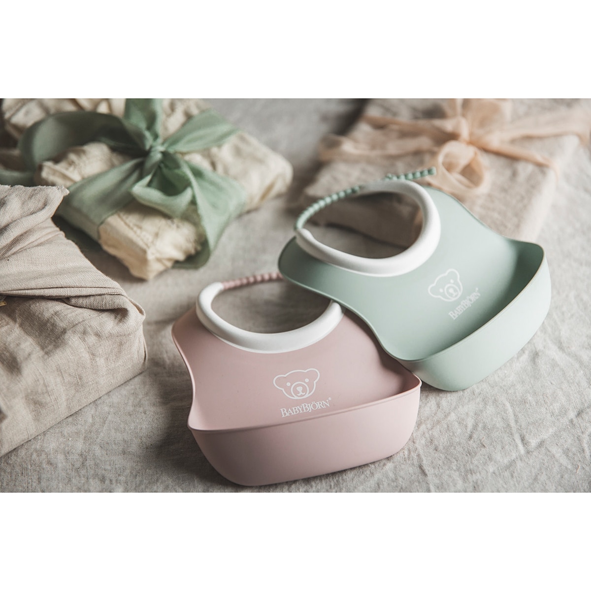 Pack de 2 Mini Babetes de Plástico com Gola Ajustável Rosa-pastel-3