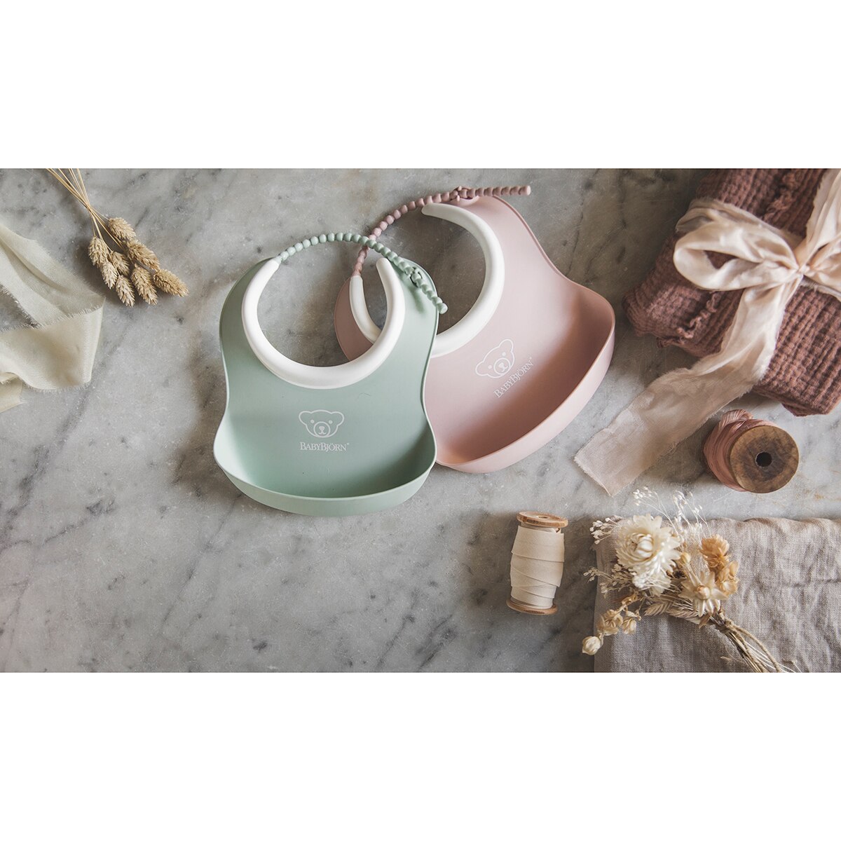 Pack de 2 Mini Babetes de Plástico com Gola Ajustável Rosa-pastel-5