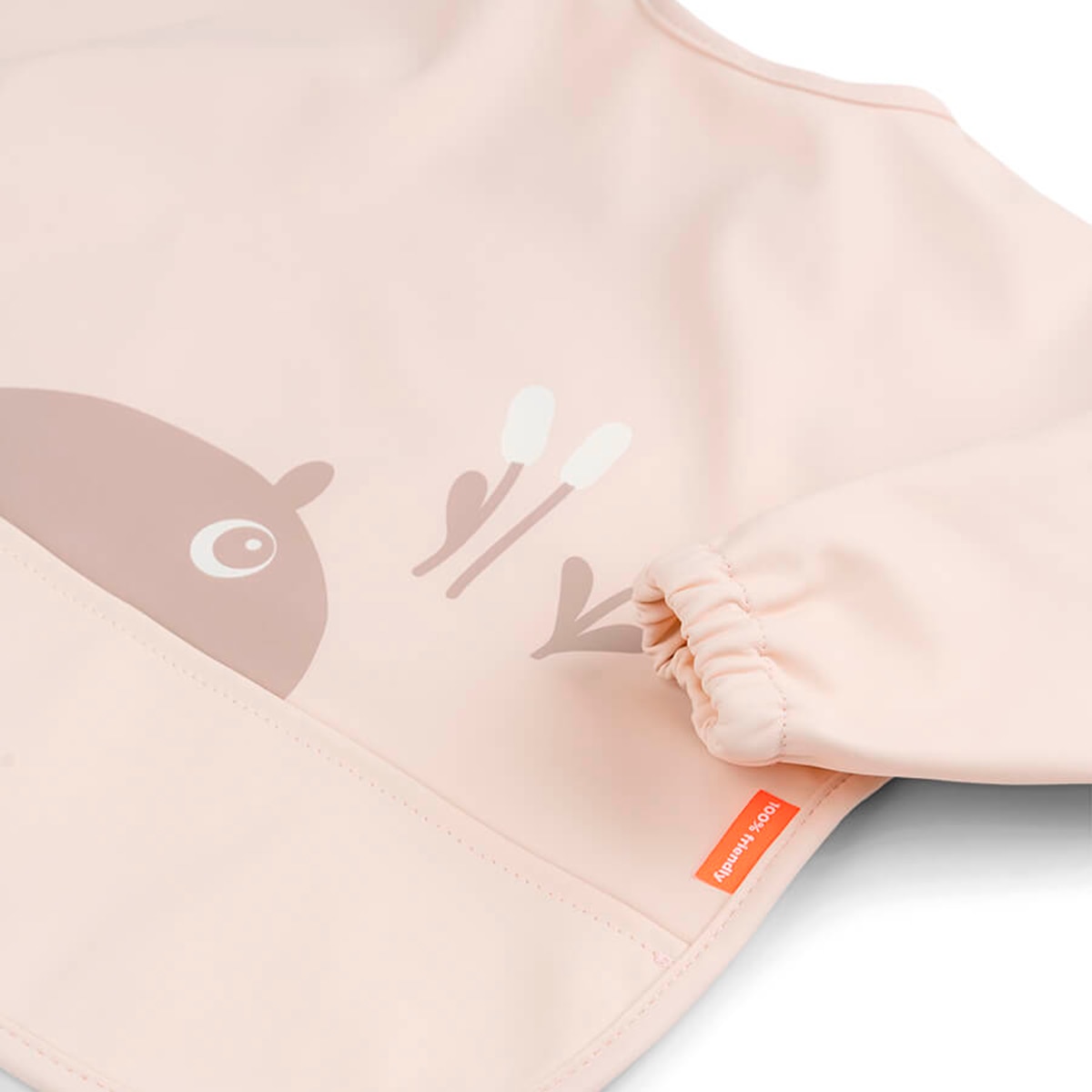 Babero impermeable Done by Deer con bolsillo recoge migas y mangas - Rosa pastel Rosa pastel-2