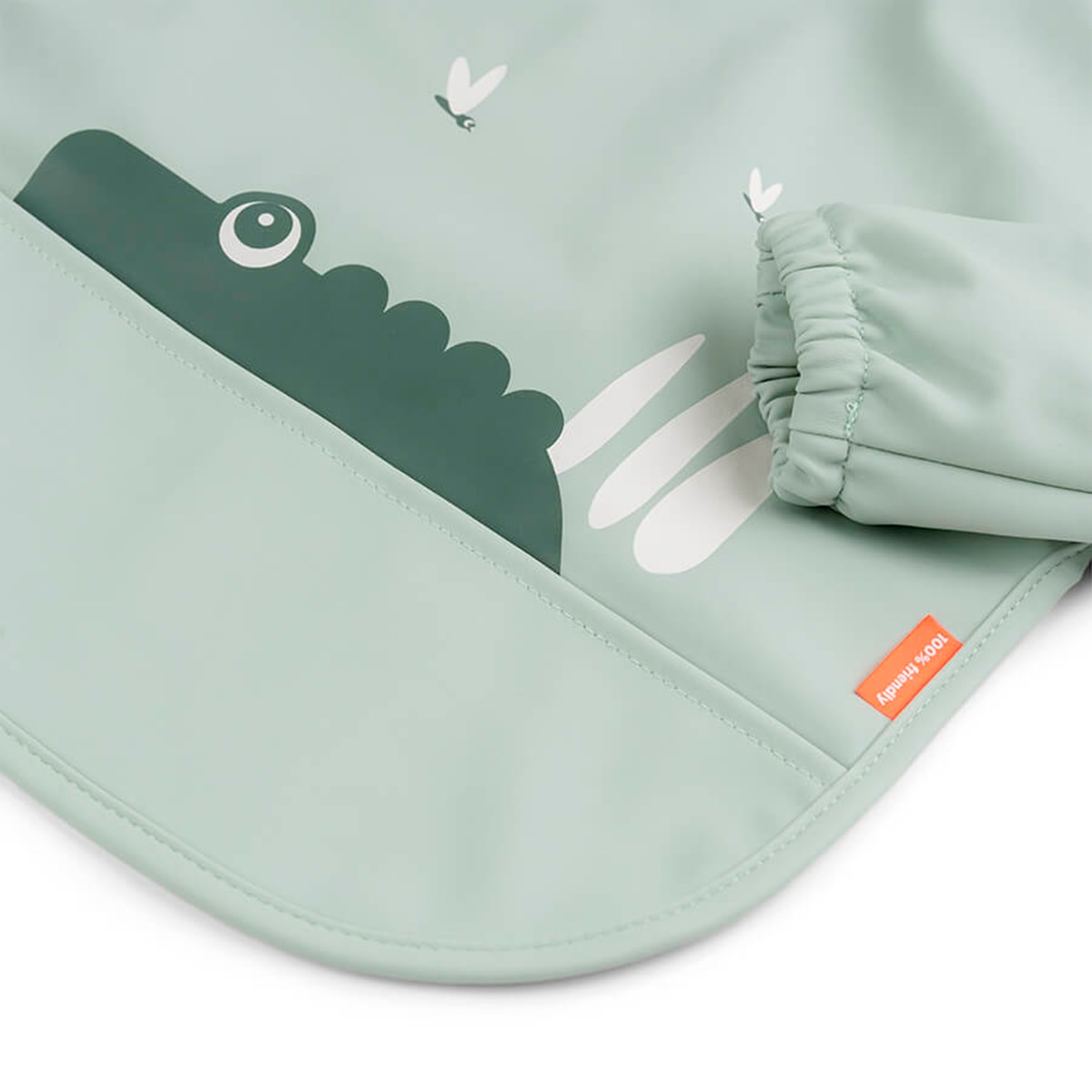 Babero impermeable Done by Deer con bolsillo recoge migas y mangas - Verde anticuario Verde anticuario-4