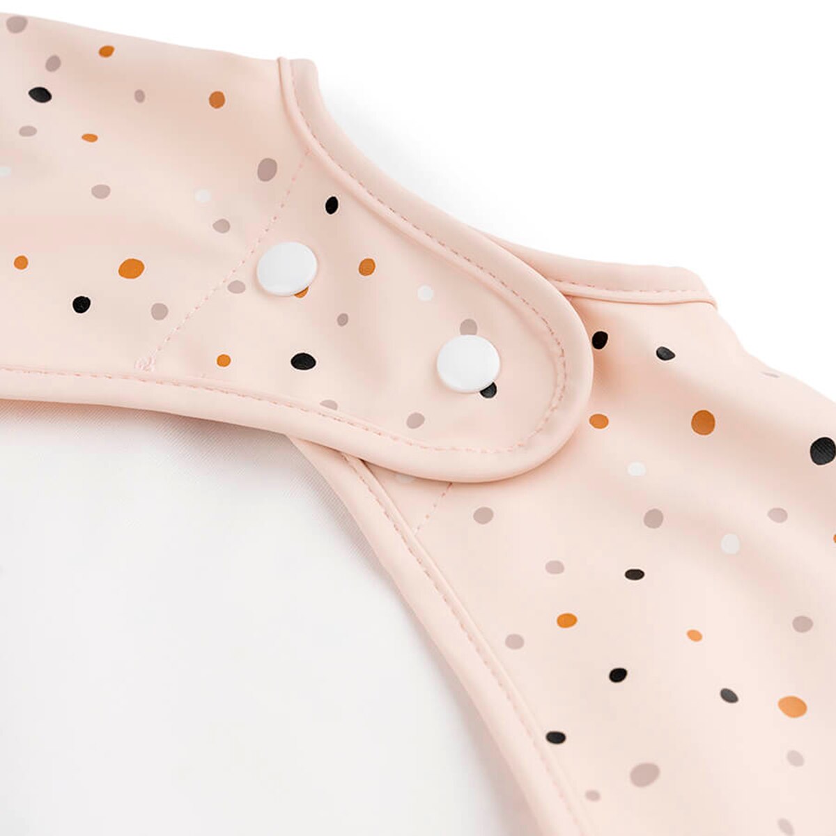 Babero impermeable Done by Deer con bolsillo recoge migas y mangas Happy dots - Rosa pastel Rosa pastel-5