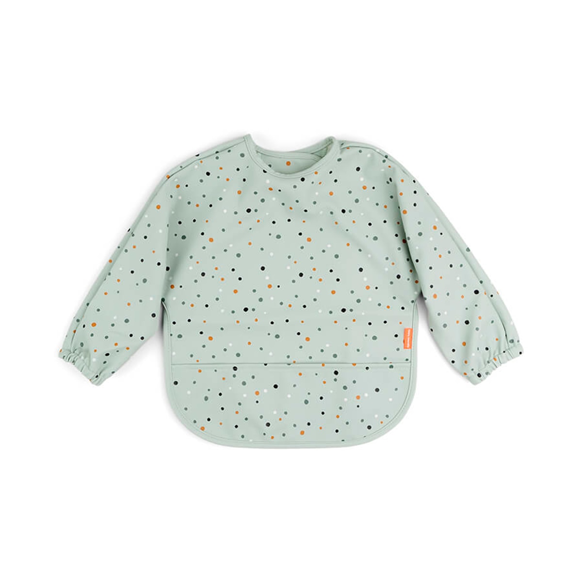 Babete Impermeável com Bolso para Migalhas e Mangas Happy Dots Verde-antiquário-1