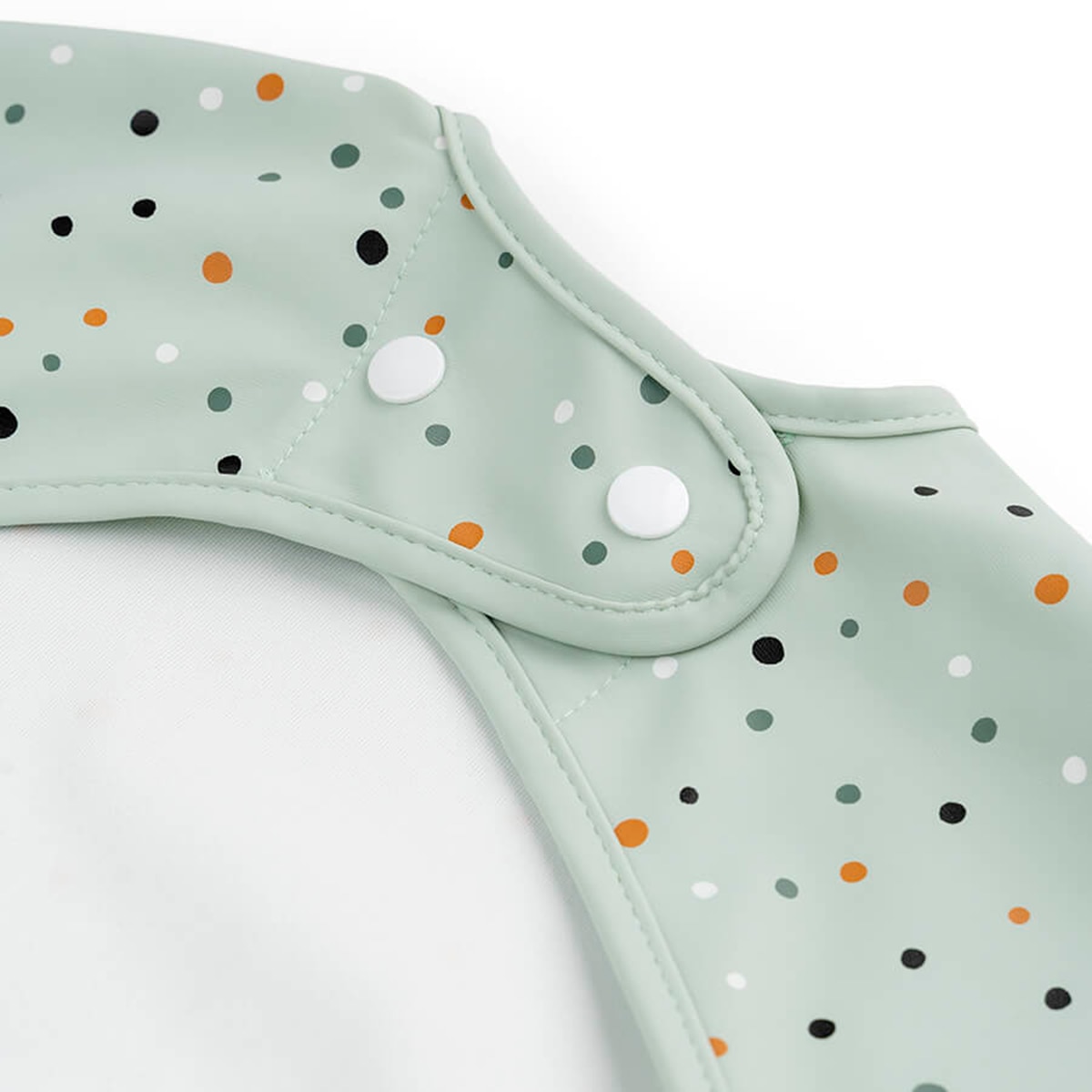 Babete Impermeável com Bolso para Migalhas e Mangas Happy Dots Verde-antiquário-3