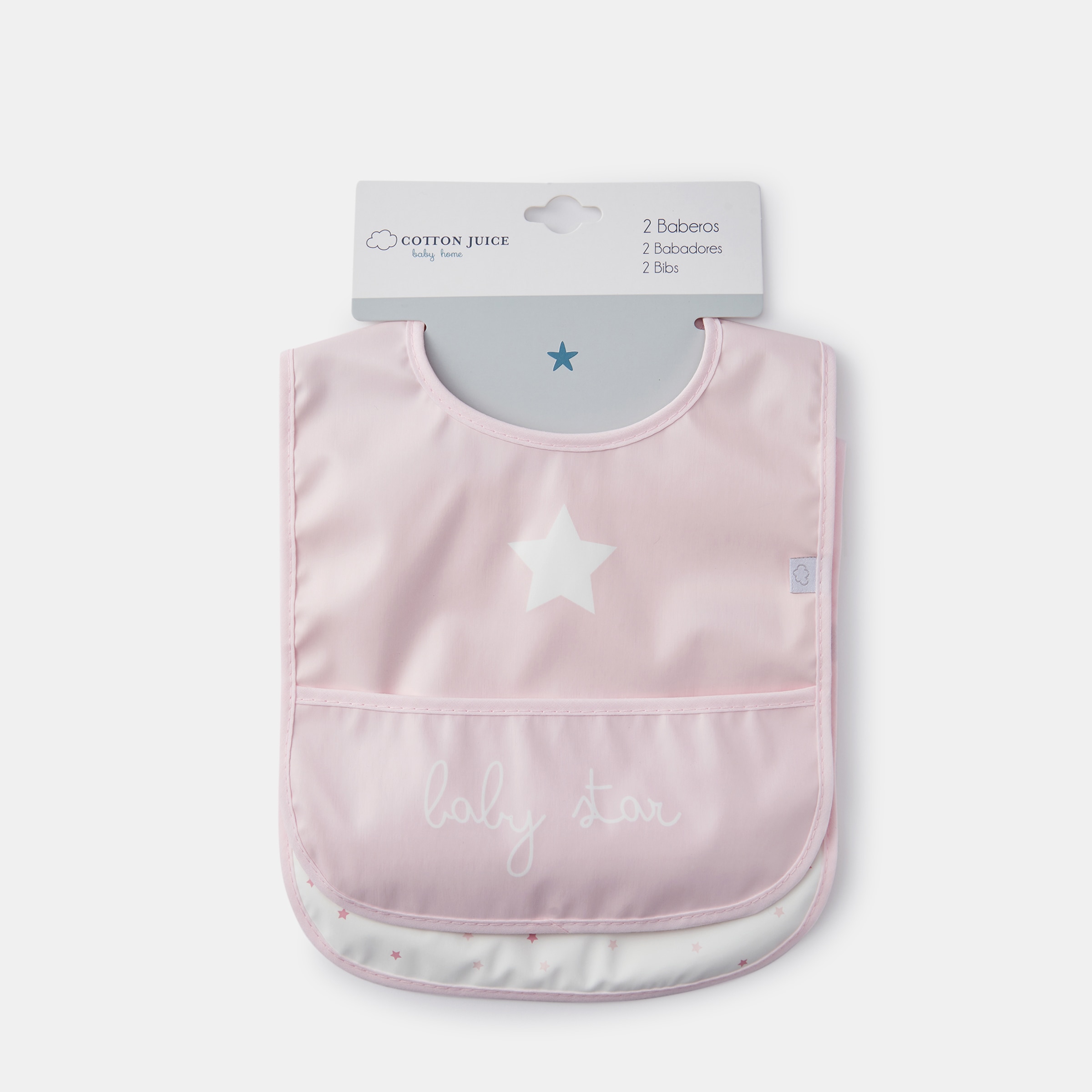 Pack de 2 Babetes de Estrelas com Bolso Rosa-3