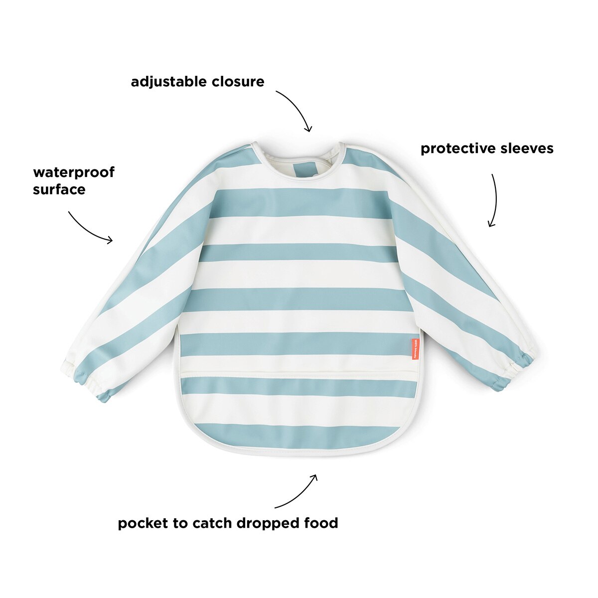 Babero impermeable Done by Deer con bolsillo recoge migas y mangas Happy clouds - Azul claro Azul claro-6