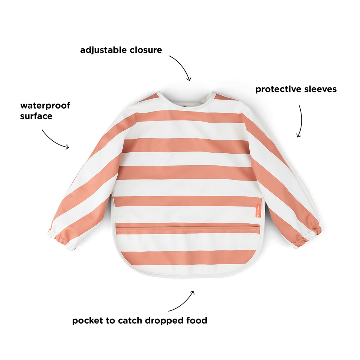 Babero impermeable Done by Deer con bolsillo recoge migas y mangas Happy clouds - Naranja Naranja-6