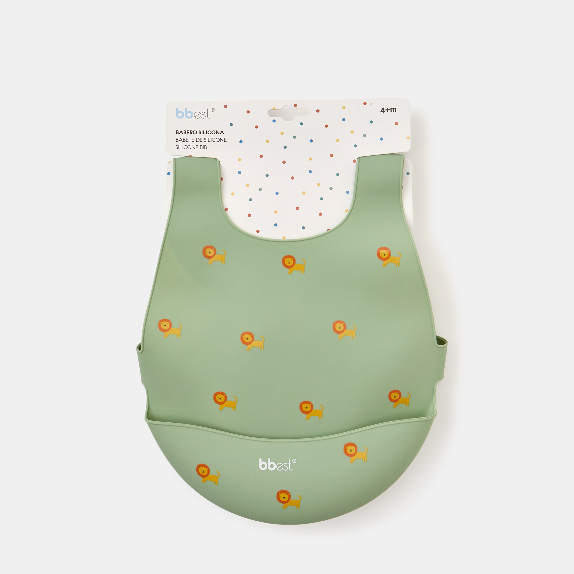 Babete de Silicone Leões com Fecho nas Costas Verde-3