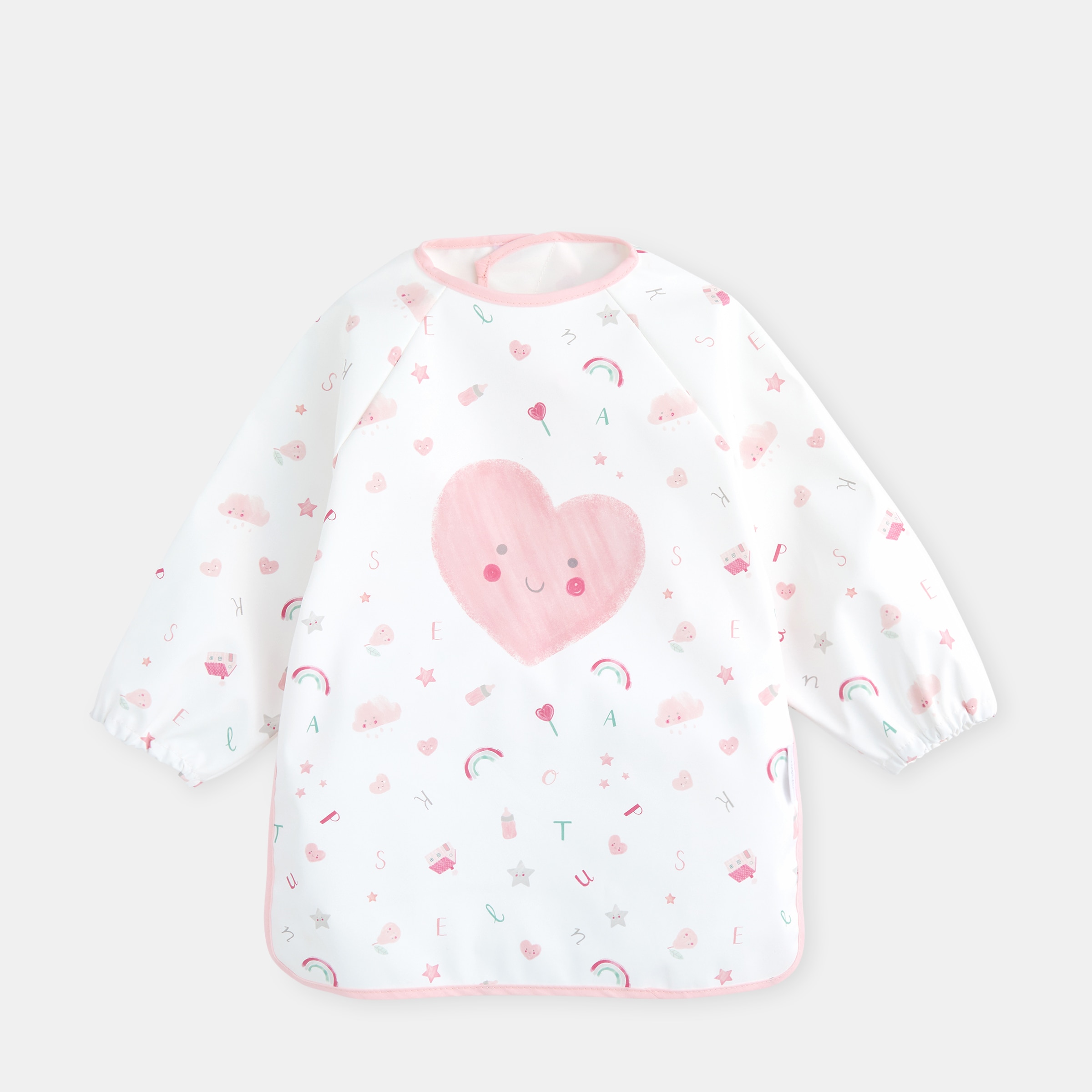 Imagen 0 de Babero plastificado con mangas Cotton Juice Baby Home mod Corazón Rosa