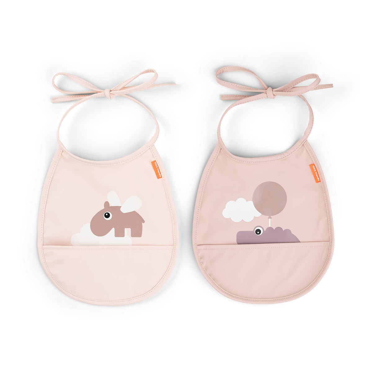 Mini Babetes Impermeáveis com Bolso, Conjunto de 2 Unid Rosa-1