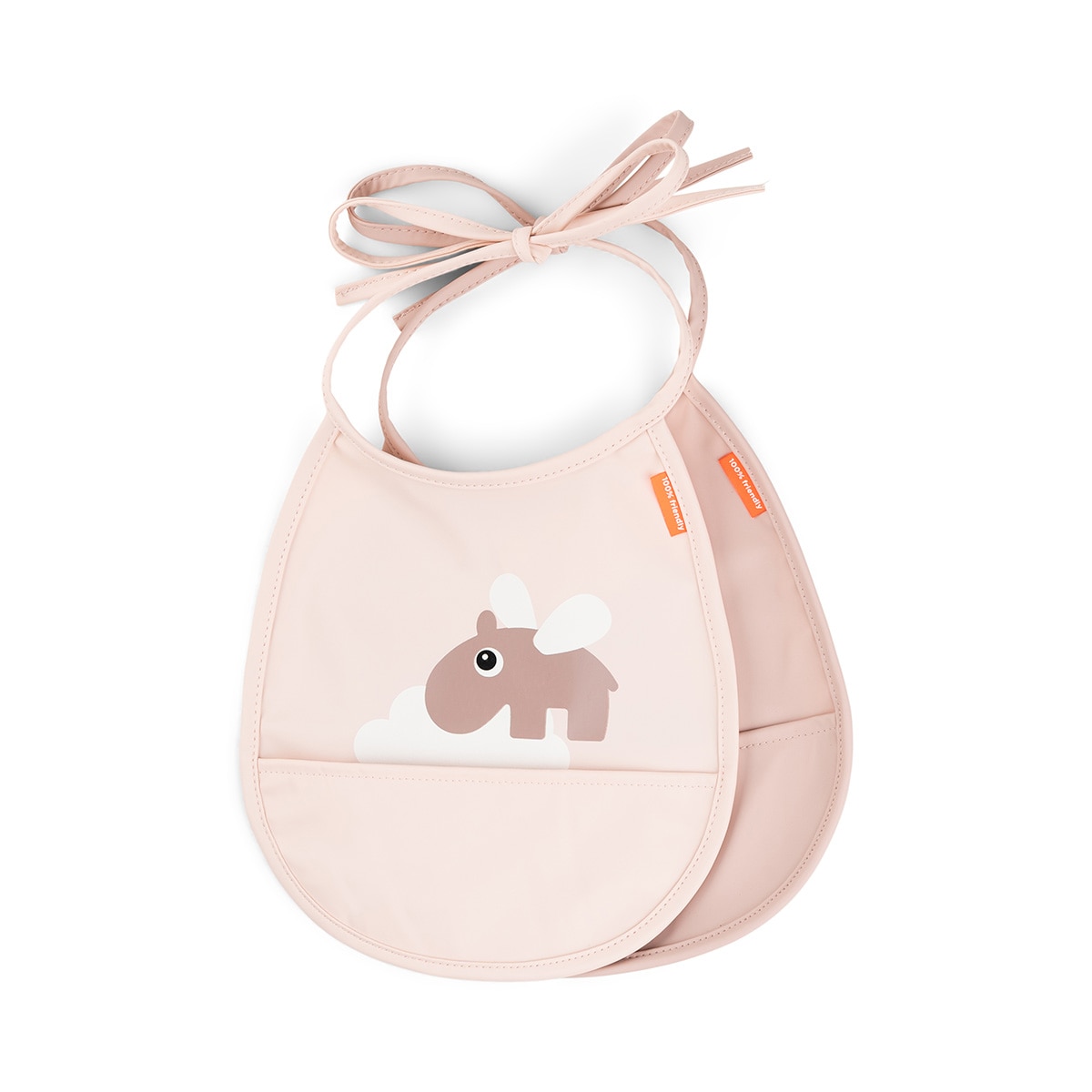 Mini Babetes Impermeáveis com Bolso, Conjunto de 2 Unid Rosa-2