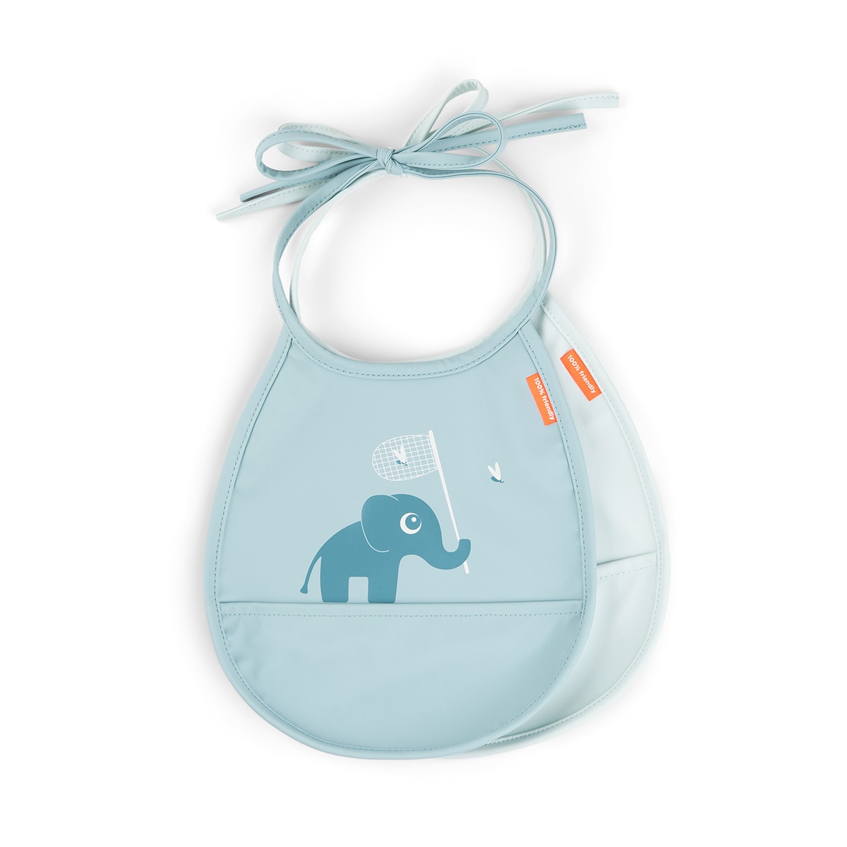 Mini Babetes Impermeáveis com Bolso, Conjunto de 2 Unid Azul-claro-2